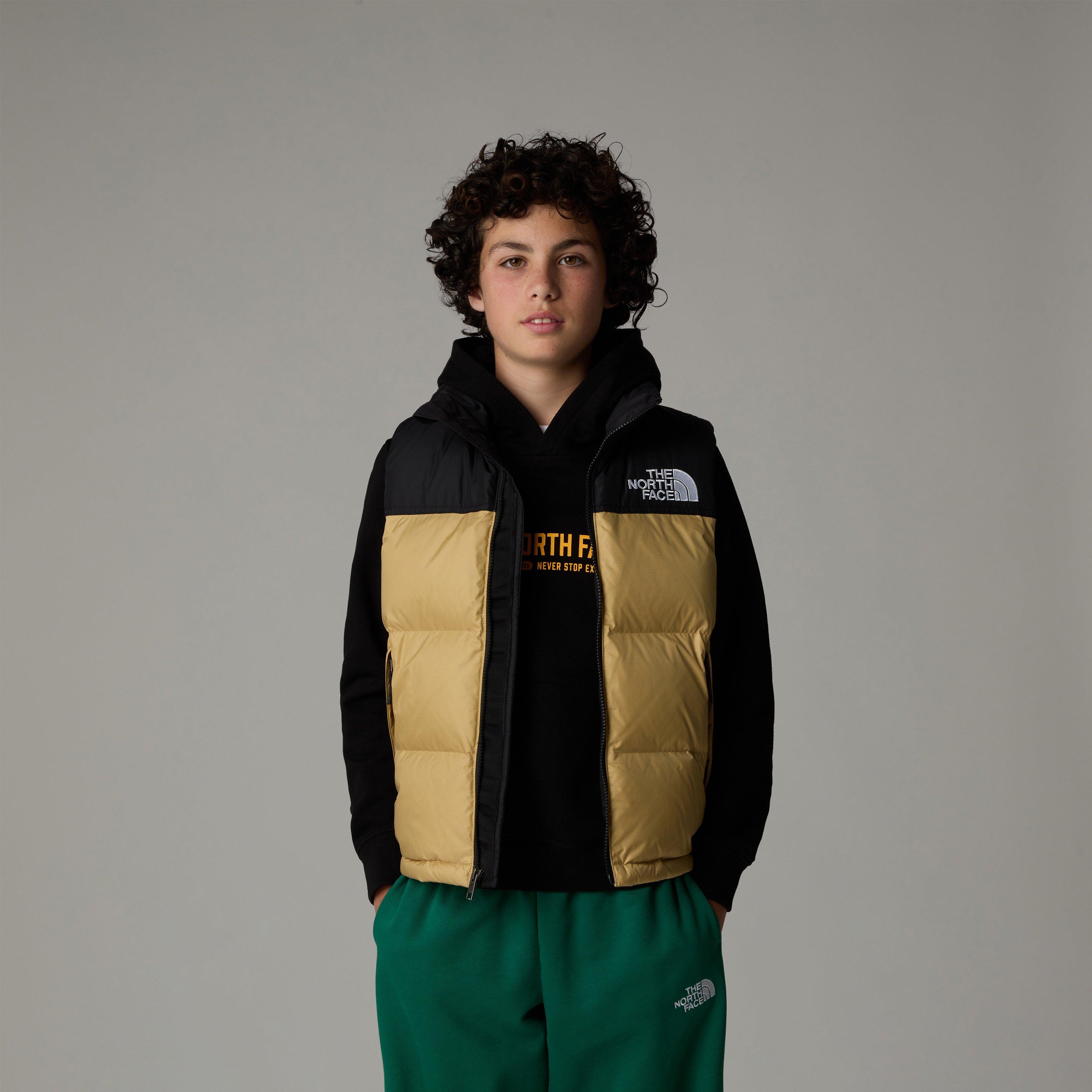 Khaki Stone LK5 - The North Face - Kids' Nuptse Goose Down Windproof Concealed Hood Gilet - 2