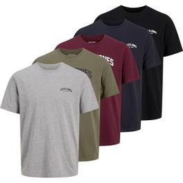 Jack and Jones 5-Pack Short Sleeve T-Shirt Mens