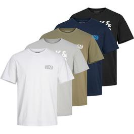 Jack and Jones 5-Pack Short Sleeve T-Shirt Mens
