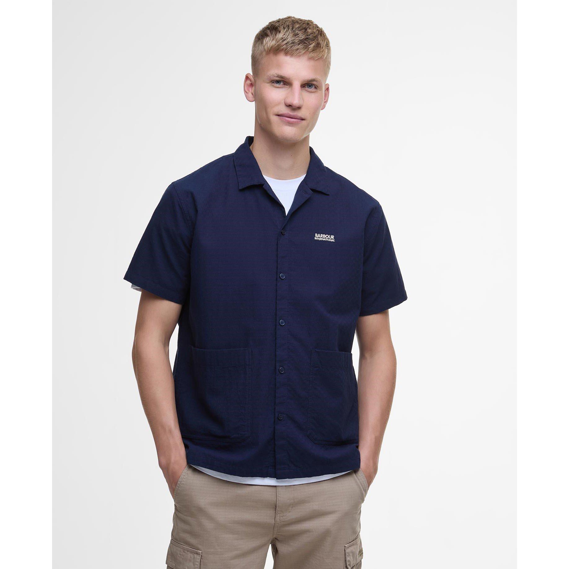 Mnght Blue BU58 - Barbour International - Twill Short Sleeve Shirt - 1