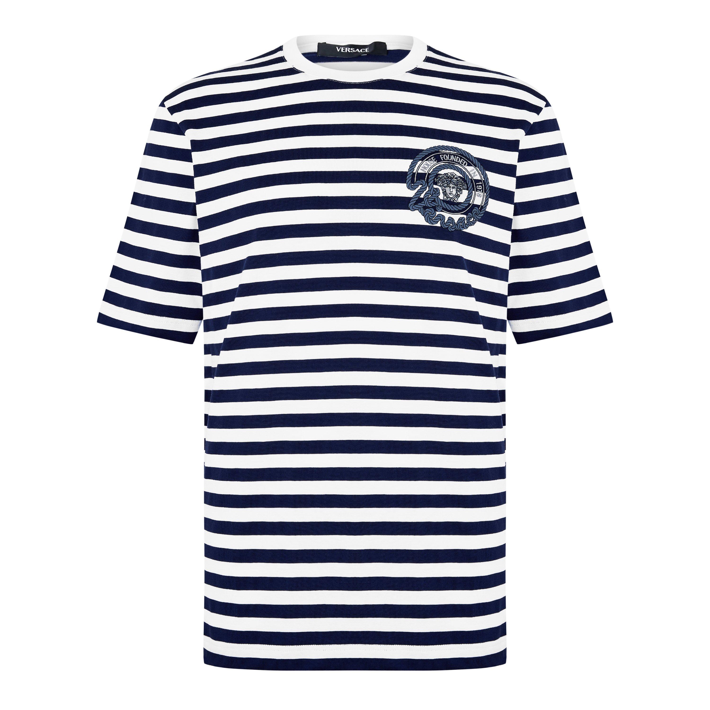 【関税&送料込】Versace Striped T-Shirt Versace Striped cotton-blend jersey T-shirt Versace