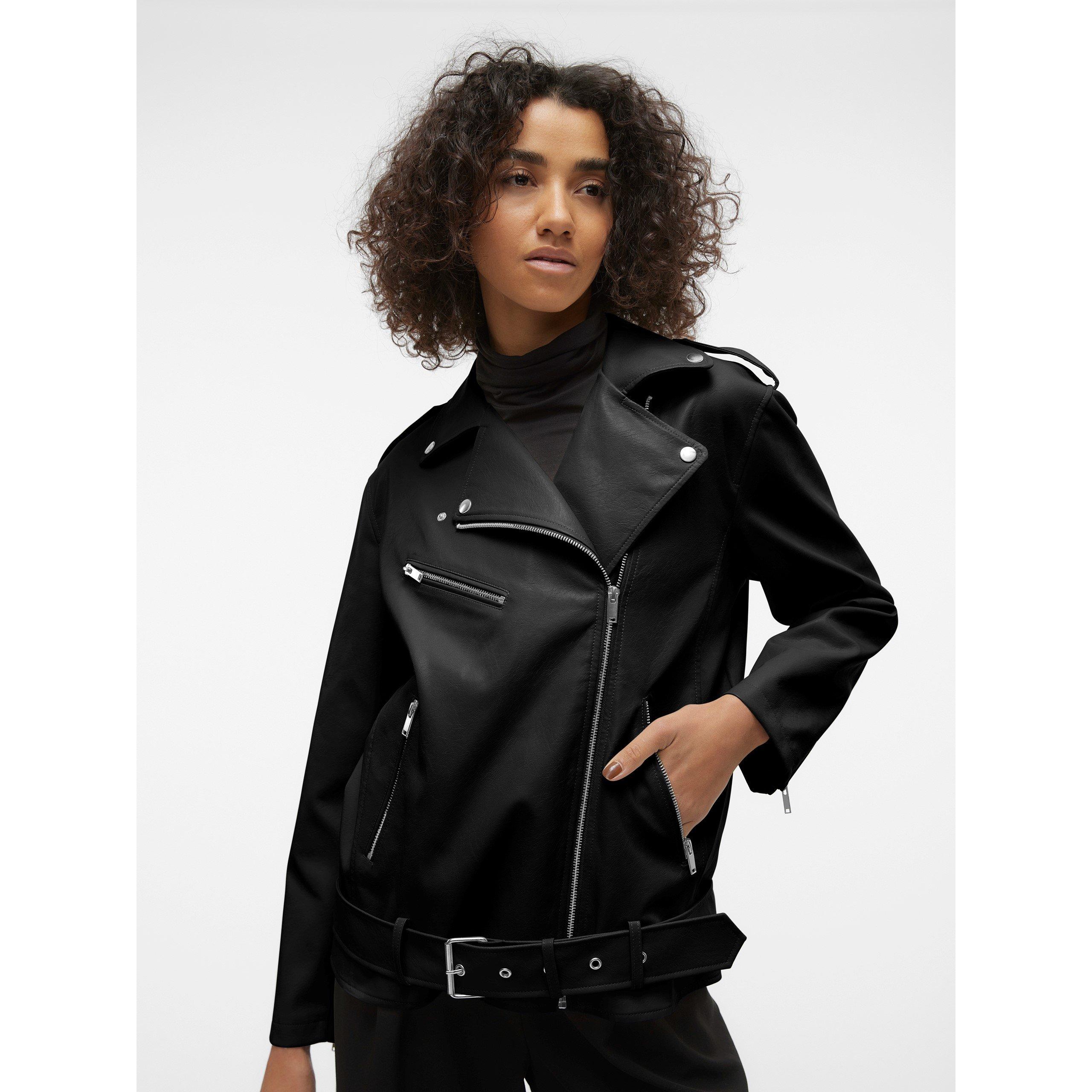 Preto - Vero Moda - Women's Ramon Water Resistant Faux Leather Jacket - 2