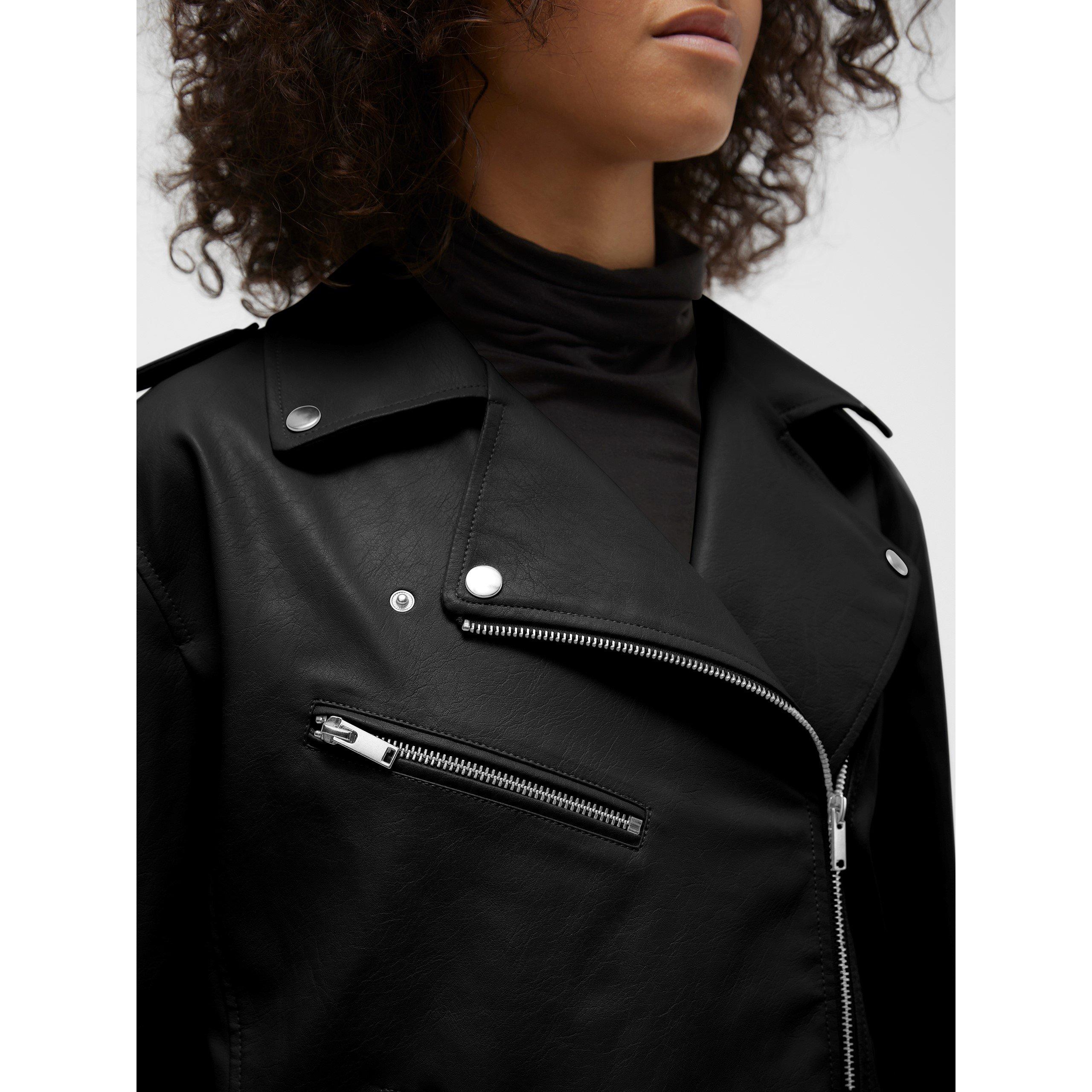 Preto - Vero Moda - Women's Ramon Water Resistant Faux Leather Jacket - 5