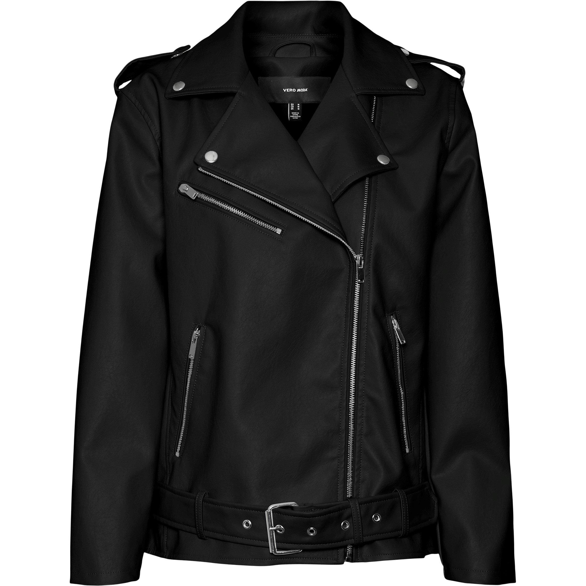 Preto - Vero Moda - Women's Ramon Water Resistant Faux Leather Jacket - 6