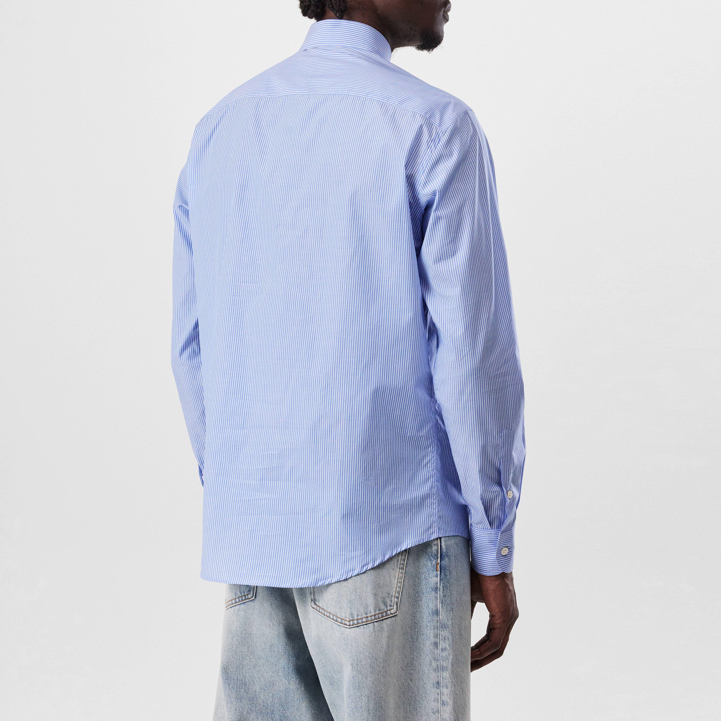 Blue/White - Valentino - Embroidered V-Logo Signature Striped Shirt - 3