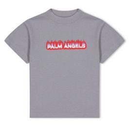 Palm Angels Logo Flames T Shirt Juniors