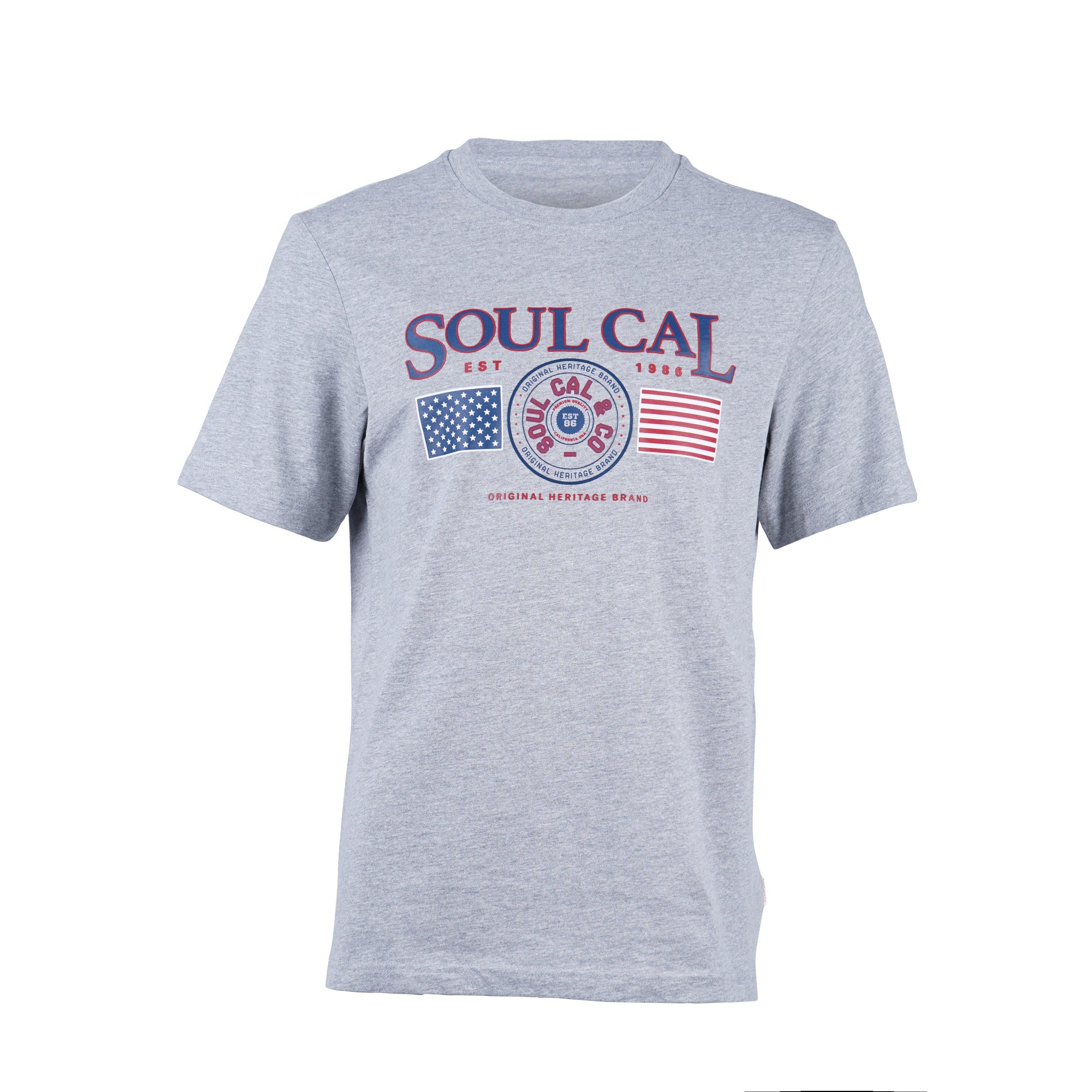 Grey Marl - SoulCal - Men's Soul USA Regular Fit T-Shirt - 1
