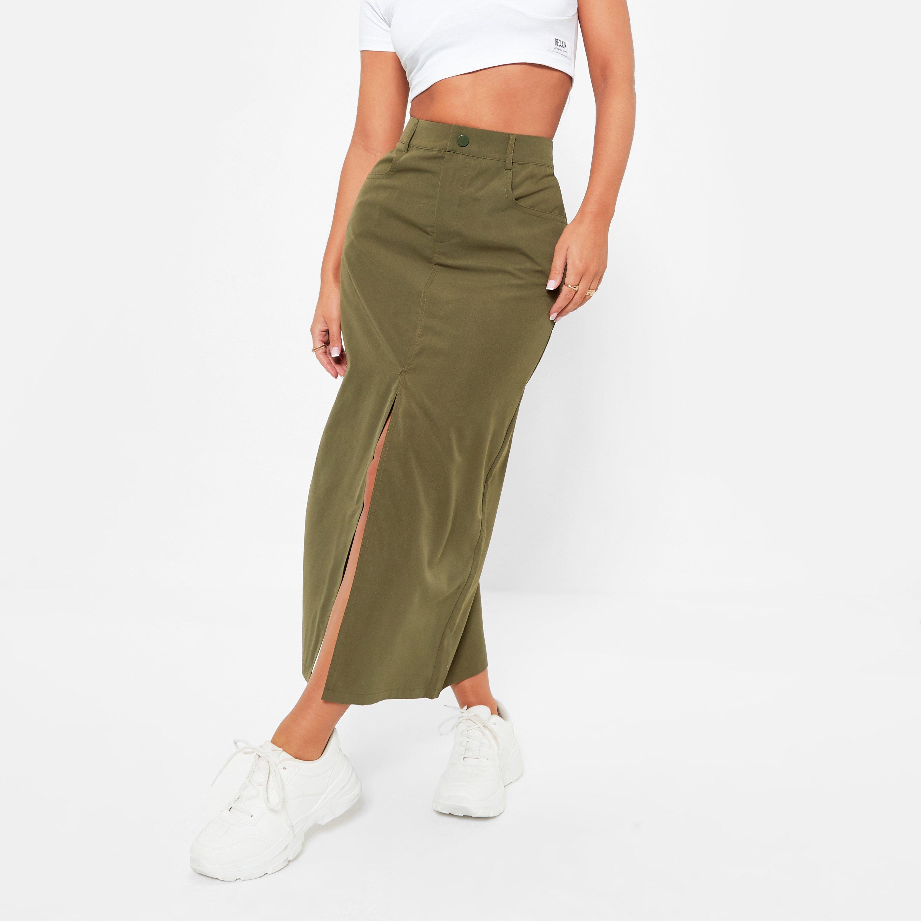 KHAKI - I Saw It First - High Waisted Split Hem Midi Skirt - 3
