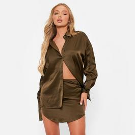 I Saw It First ISAWITFIRST Satin Curved Hem Mini Skirt Co-Ord