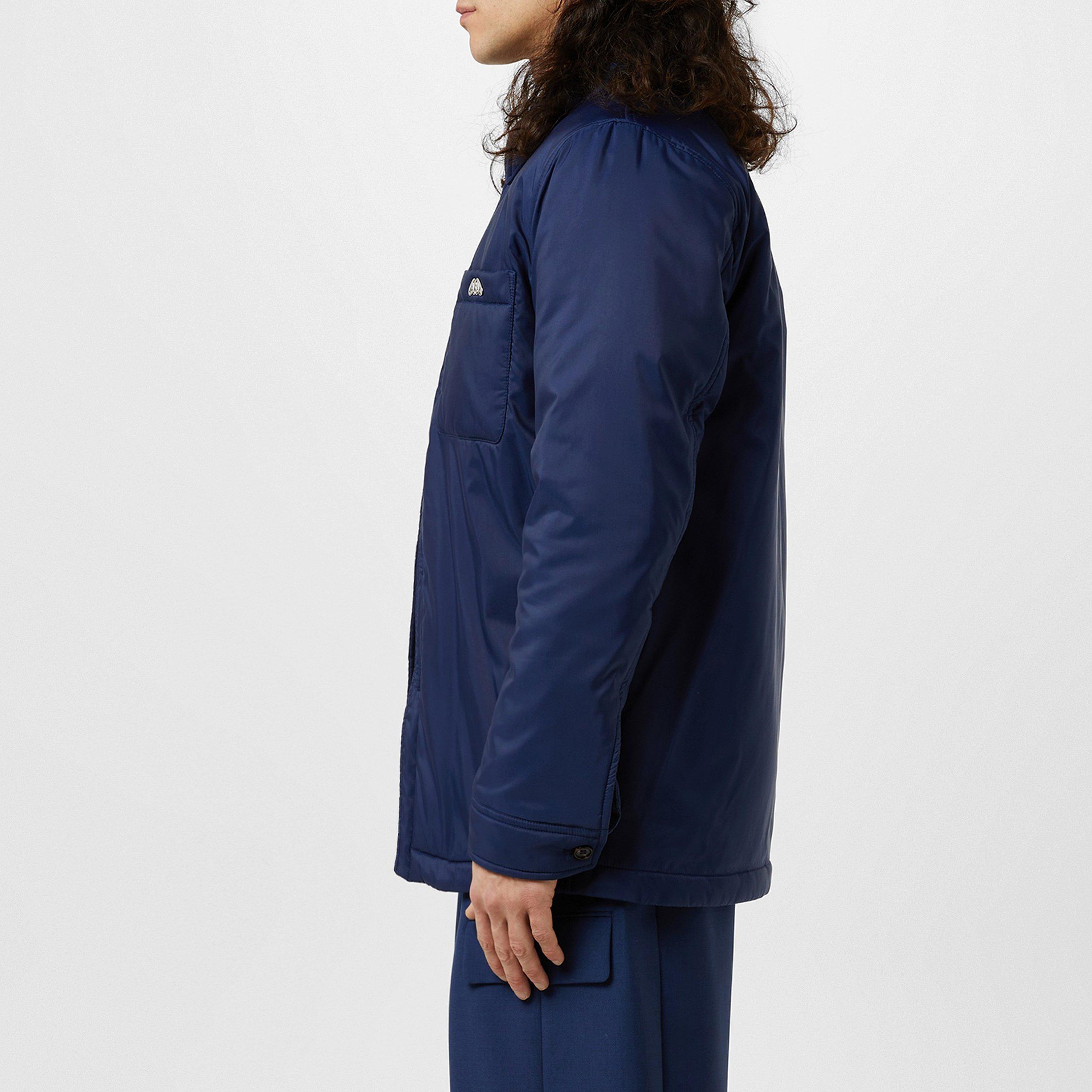 Indigo - Alexander McQueen - Men's  Indigo Long Sleeve Button Short Puffer Jacket - 2