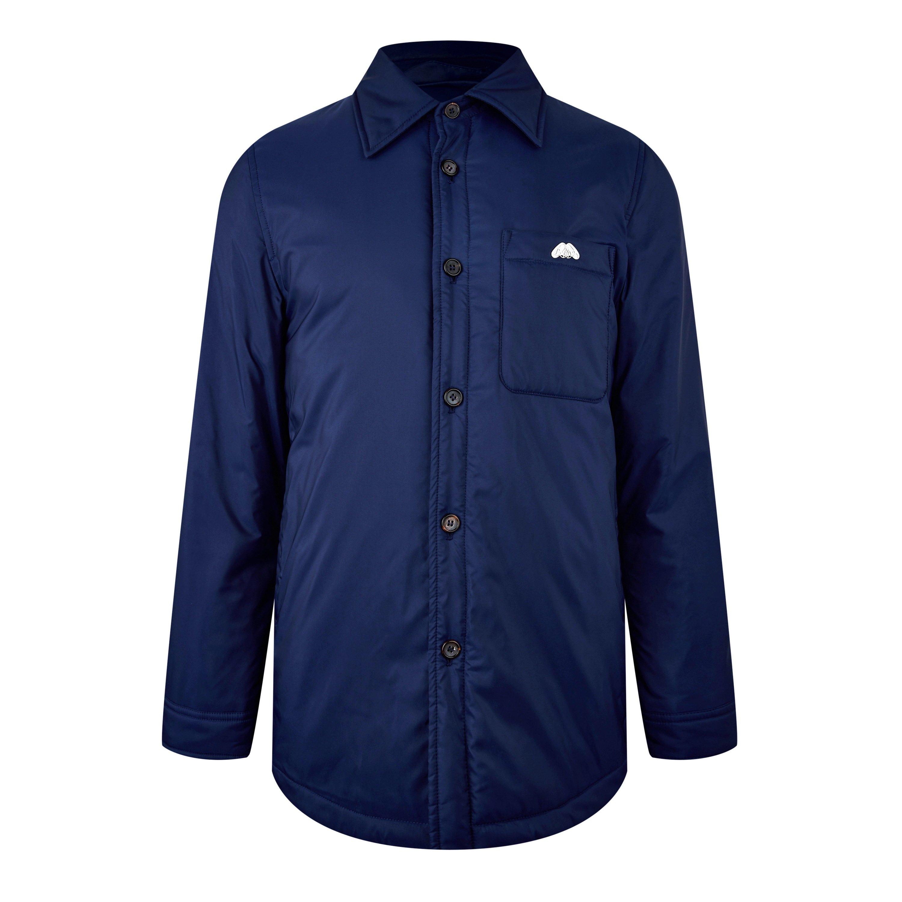 Indigo - Alexander McQueen - Men's  Indigo Long Sleeve Button Short Puffer Jacket - 5