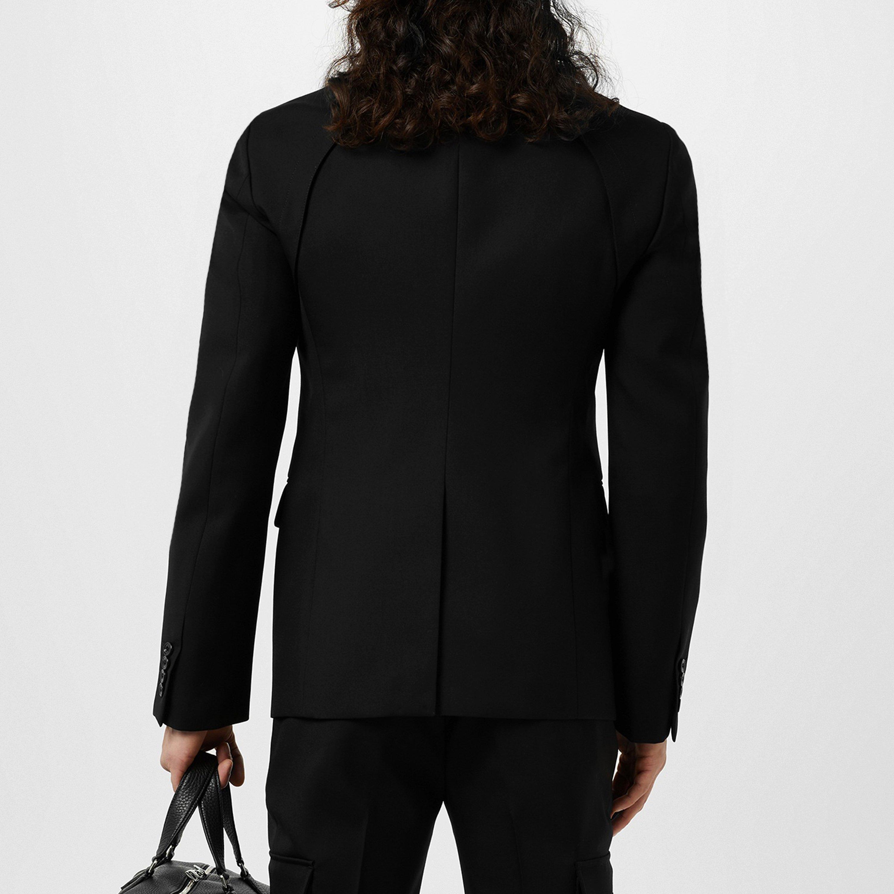 Black - Alexander McQueen - Men's Harness Wool Long Sleeve Slim Fit Blazer - 3