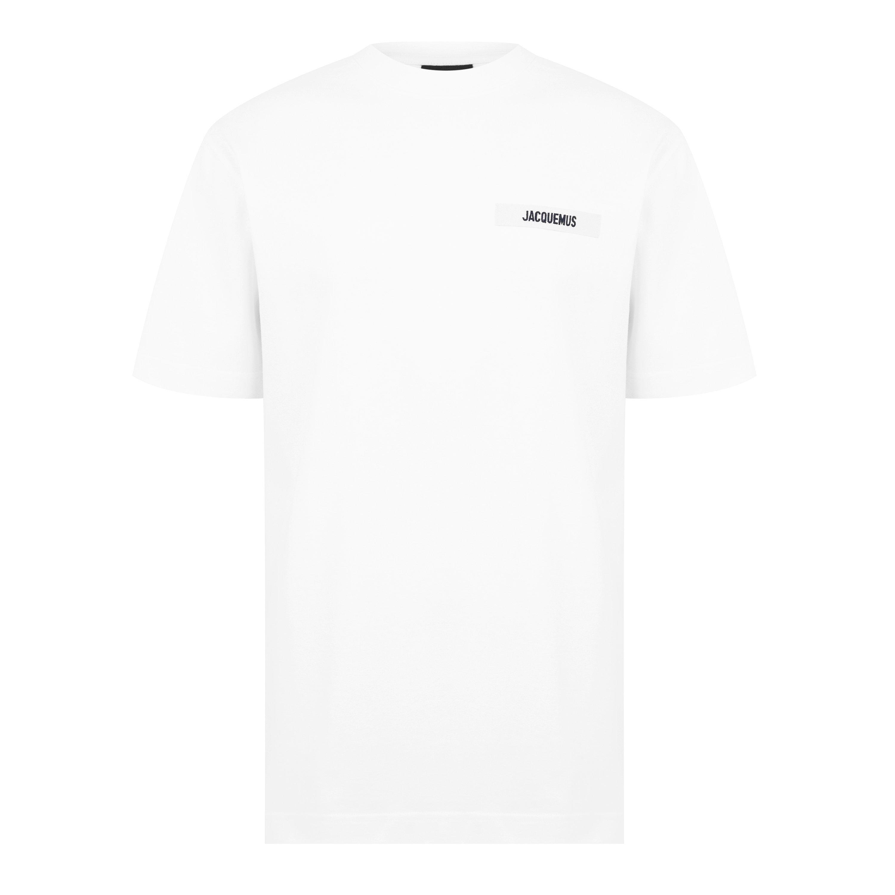 Jacquemus Men's Plain Cotton Grosgrain Tab T-Shirt - White - Large