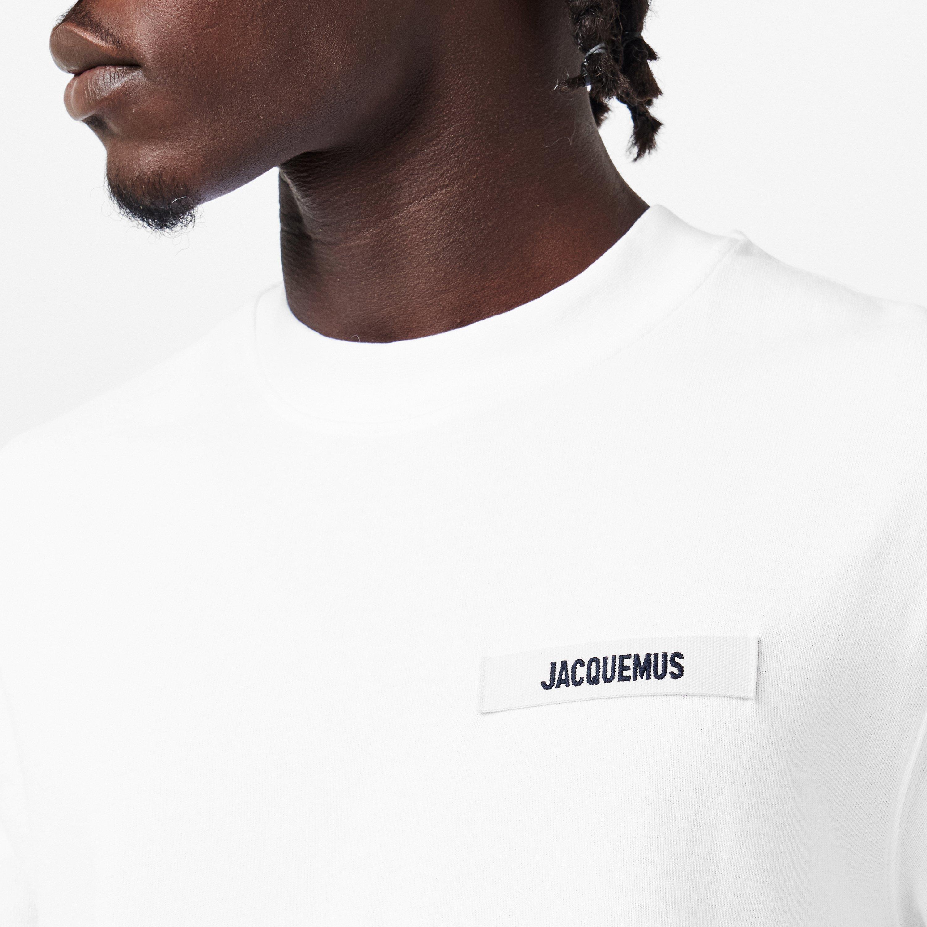 White - Jacquemus - Men's Plain Cotton Grosgrain Tab T-Shirt - 5