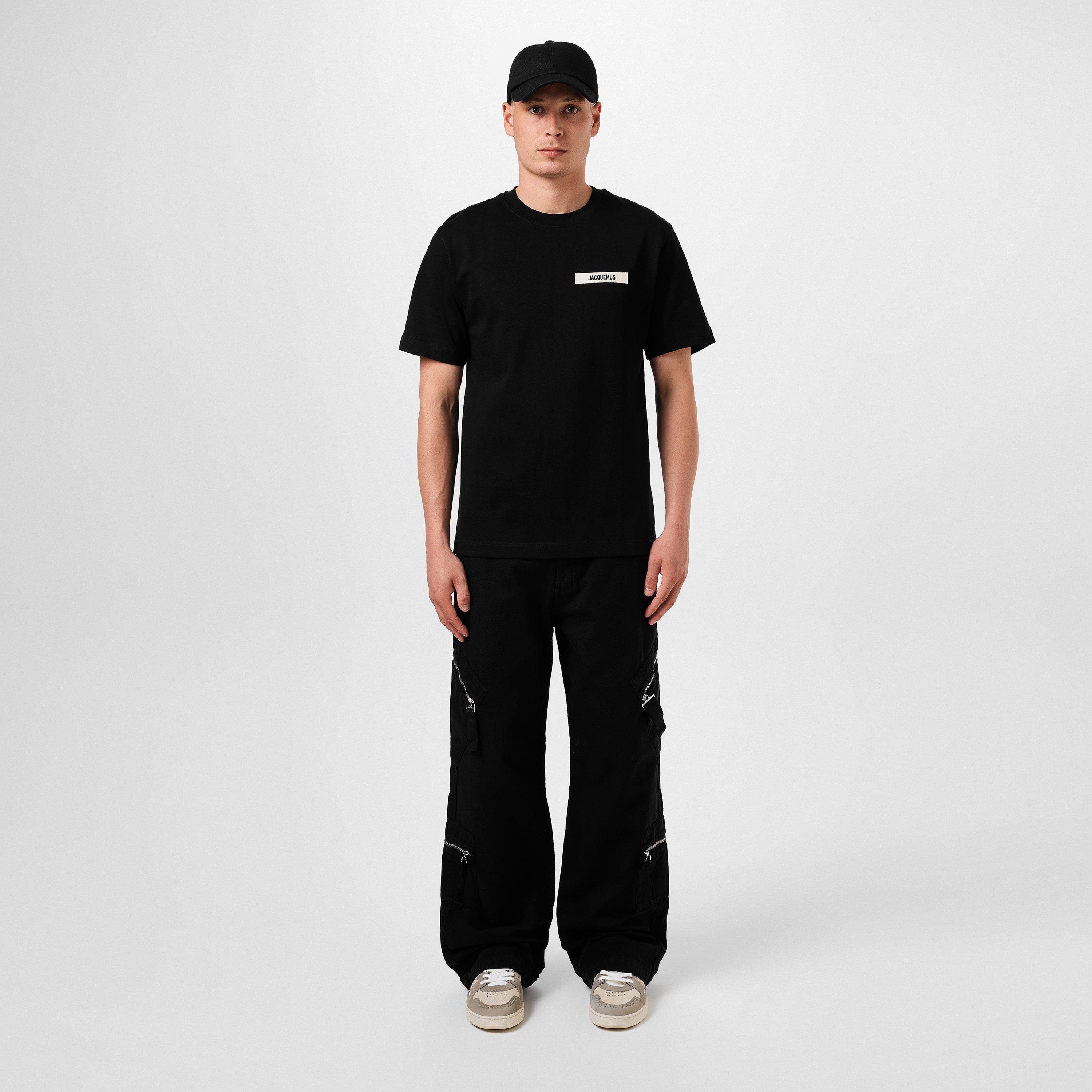 Jacquemus Men's Plain Cotton Grosgrain Tab T-Shirt | Flannels