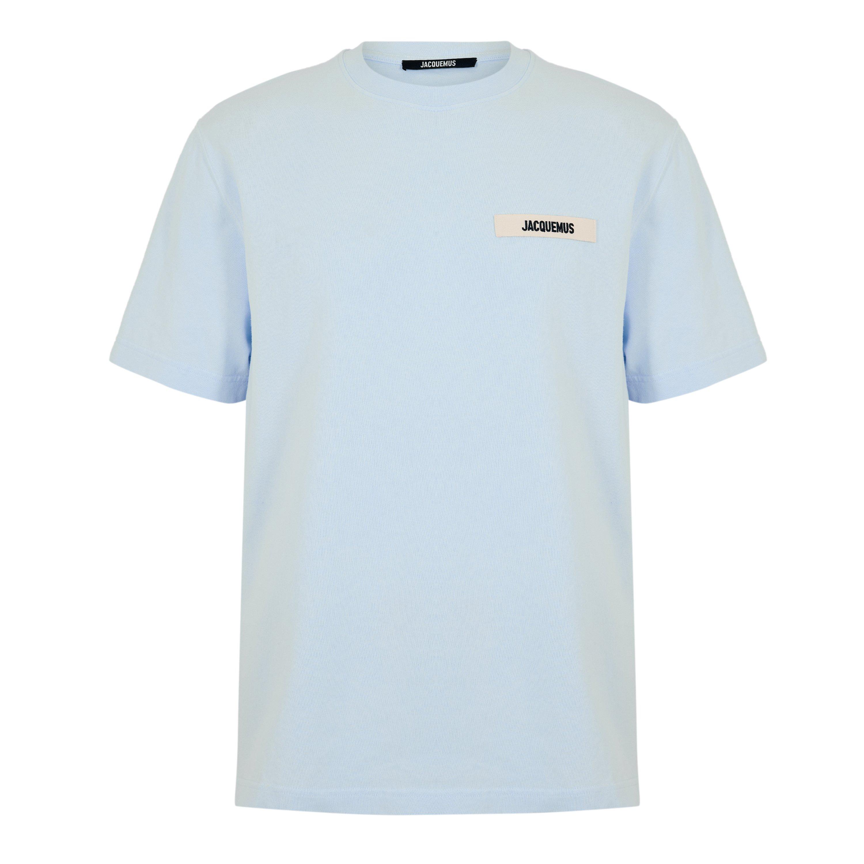 Jacquemus Men's Plain Cotton Grosgrain Tab T-Shirt - Blue - X Large