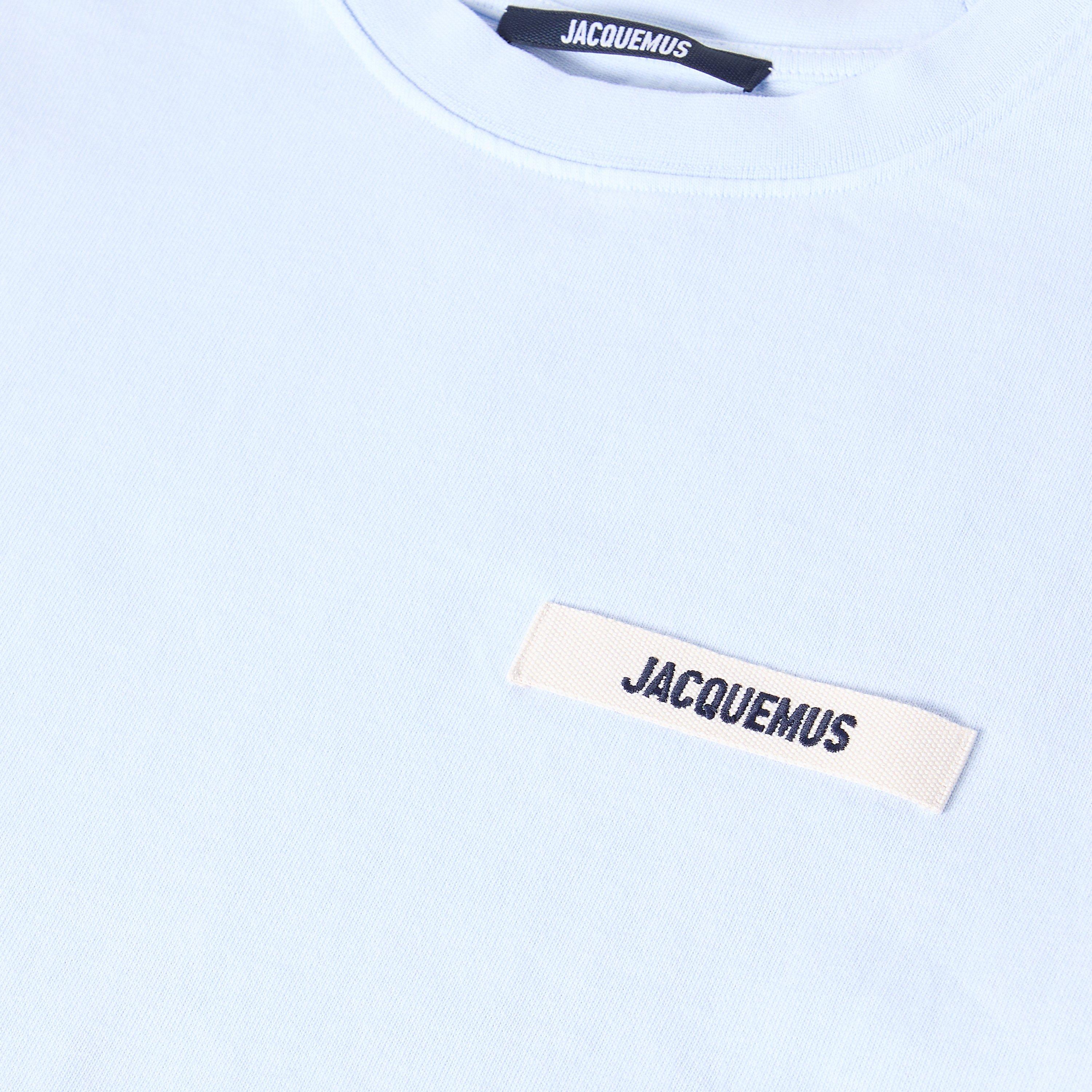 Blue - Jacquemus - Men's Plain Cotton Grosgrain Tab T-Shirt - 5