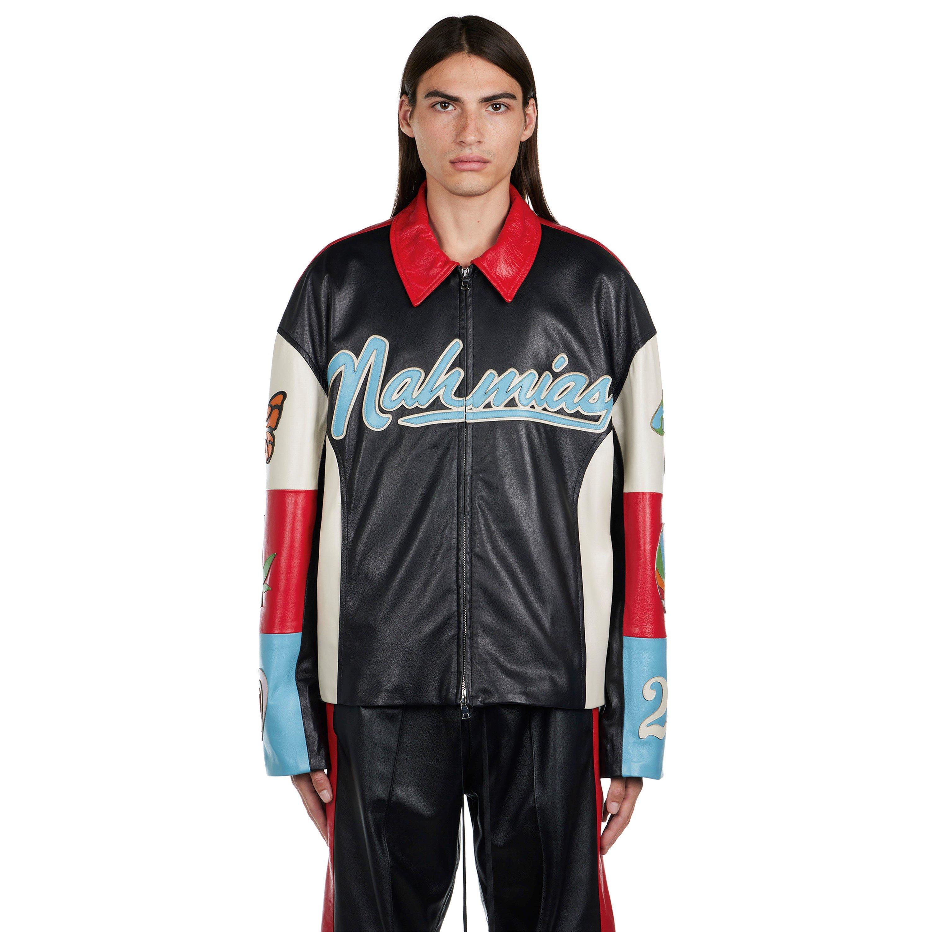 Multi - Nahmias - Men's Moto Calf Leather Long Sleeve Jacket - 3