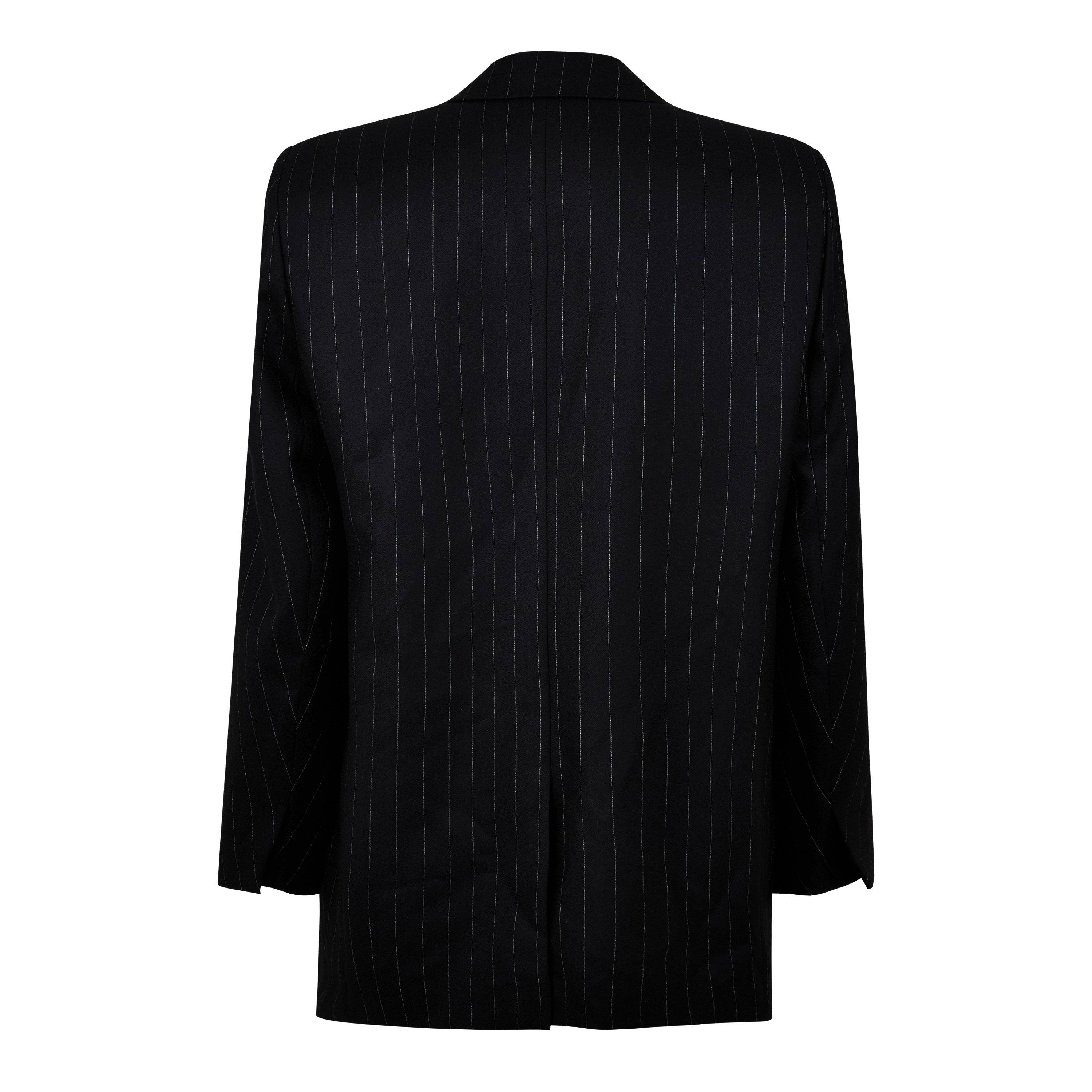 Noir Craie - Saint Laurent - Men's Oversized Pinstripe Wool Long Sleeve Blazer - 6