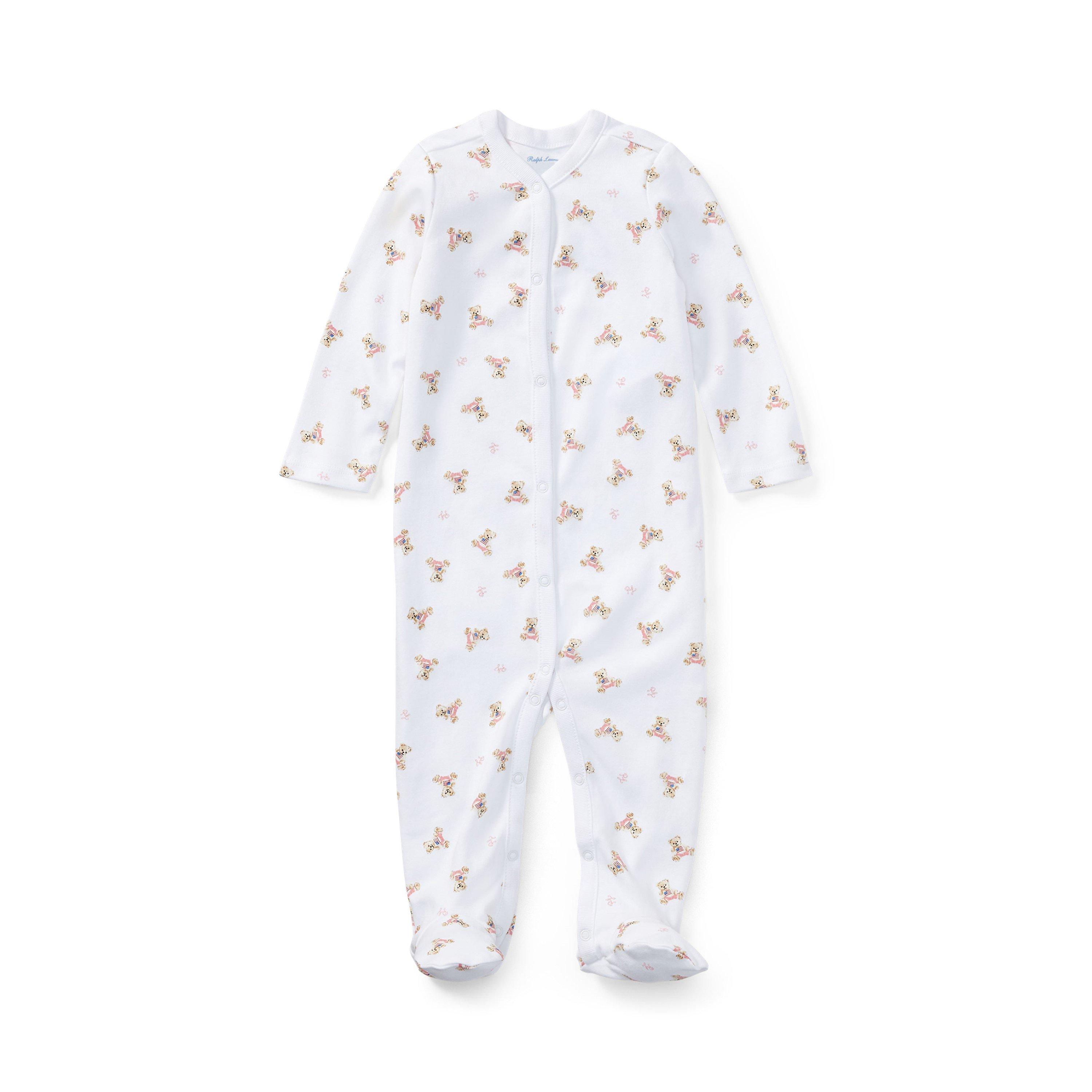 Polo Ralph Lauren Kids' All-Over Print Footed Sleepsuit - White/Pink - Newborn