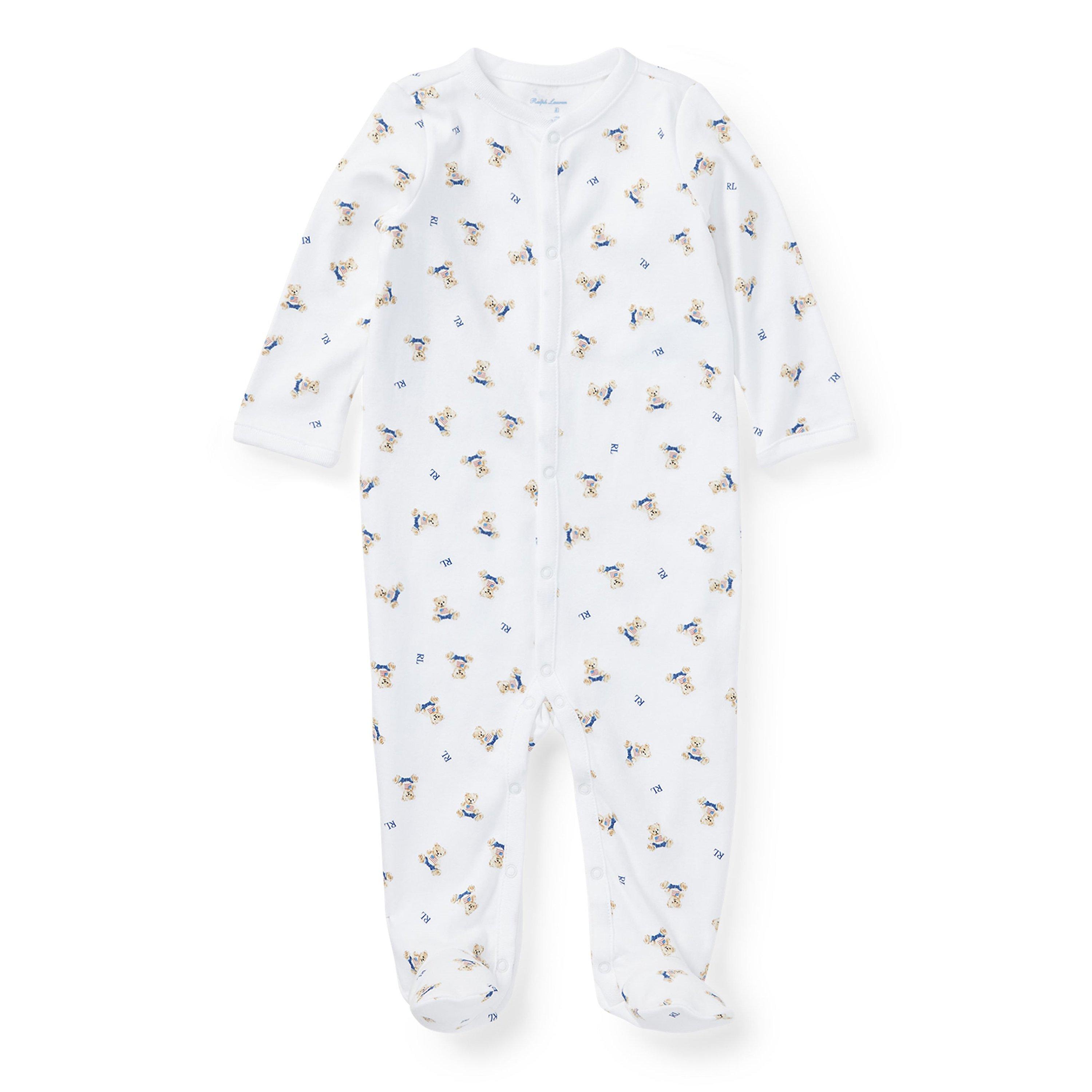 White/Blue - Polo Ralph Lauren - Kids' All-Over Print Footed Sleepsuit - 1