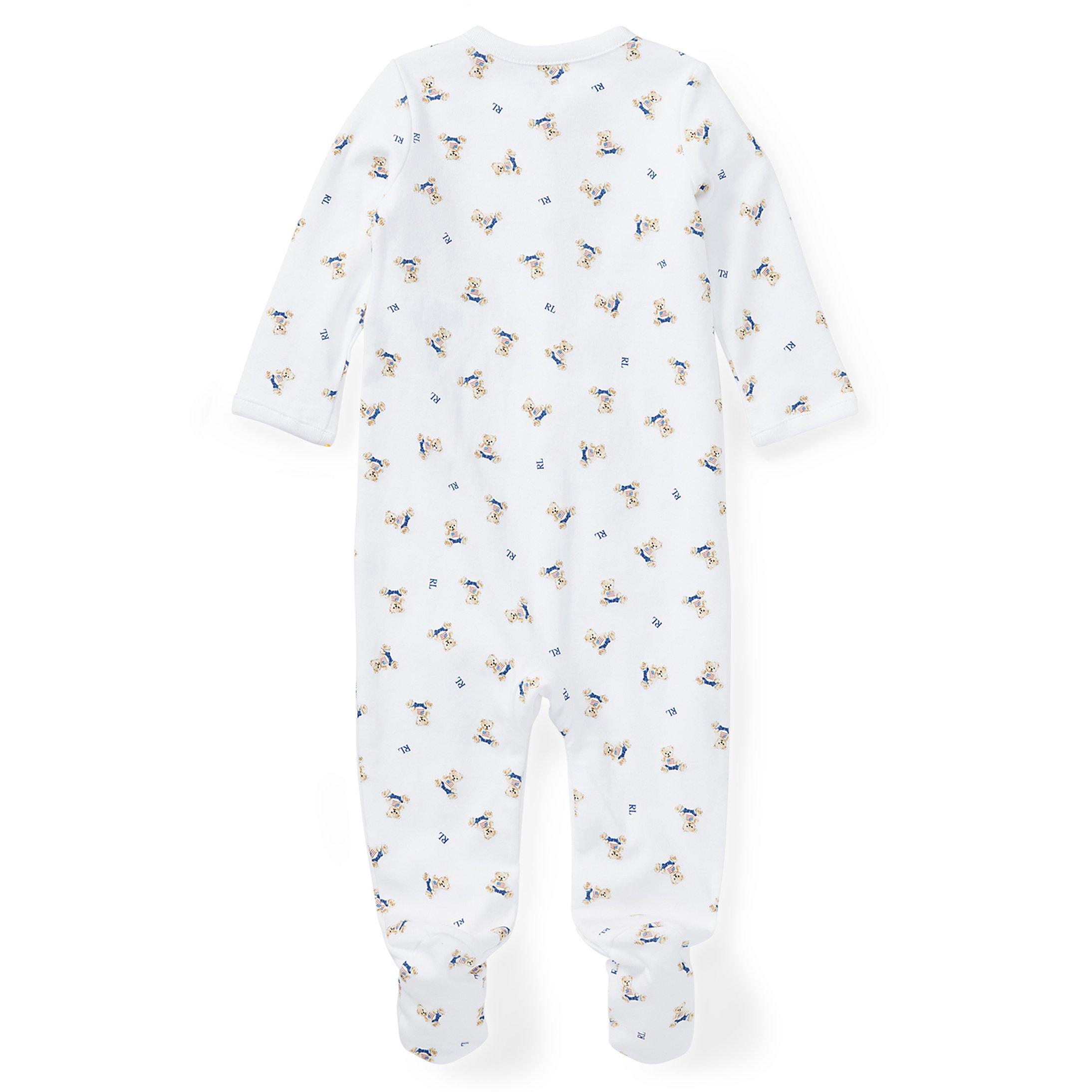 White/Blue - Polo Ralph Lauren - Kids' All-Over Print Footed Sleepsuit - 2