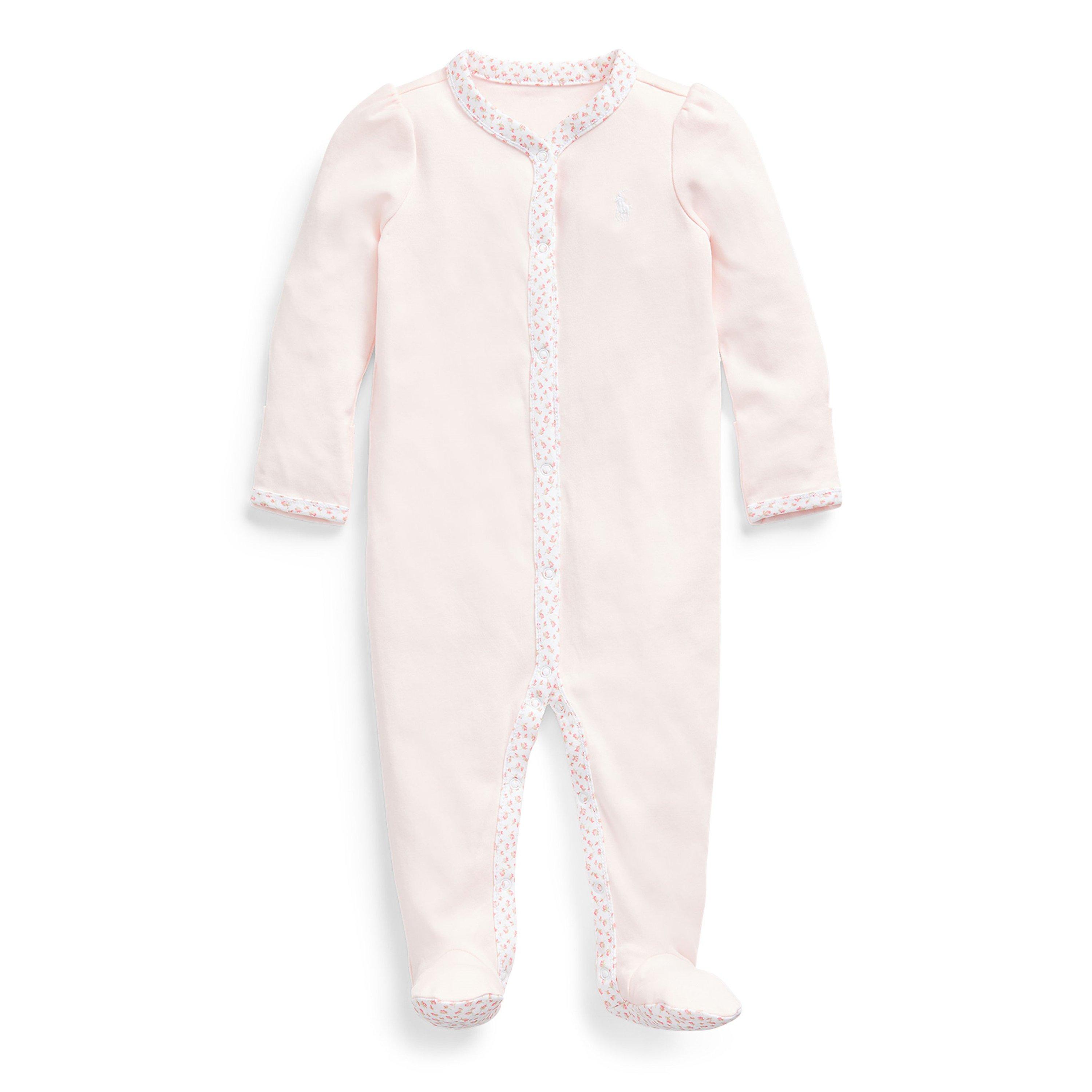 Delicate Pink - Polo Ralph Lauren - Girls' Floral Trim Cotton Sleepsuit - 1
