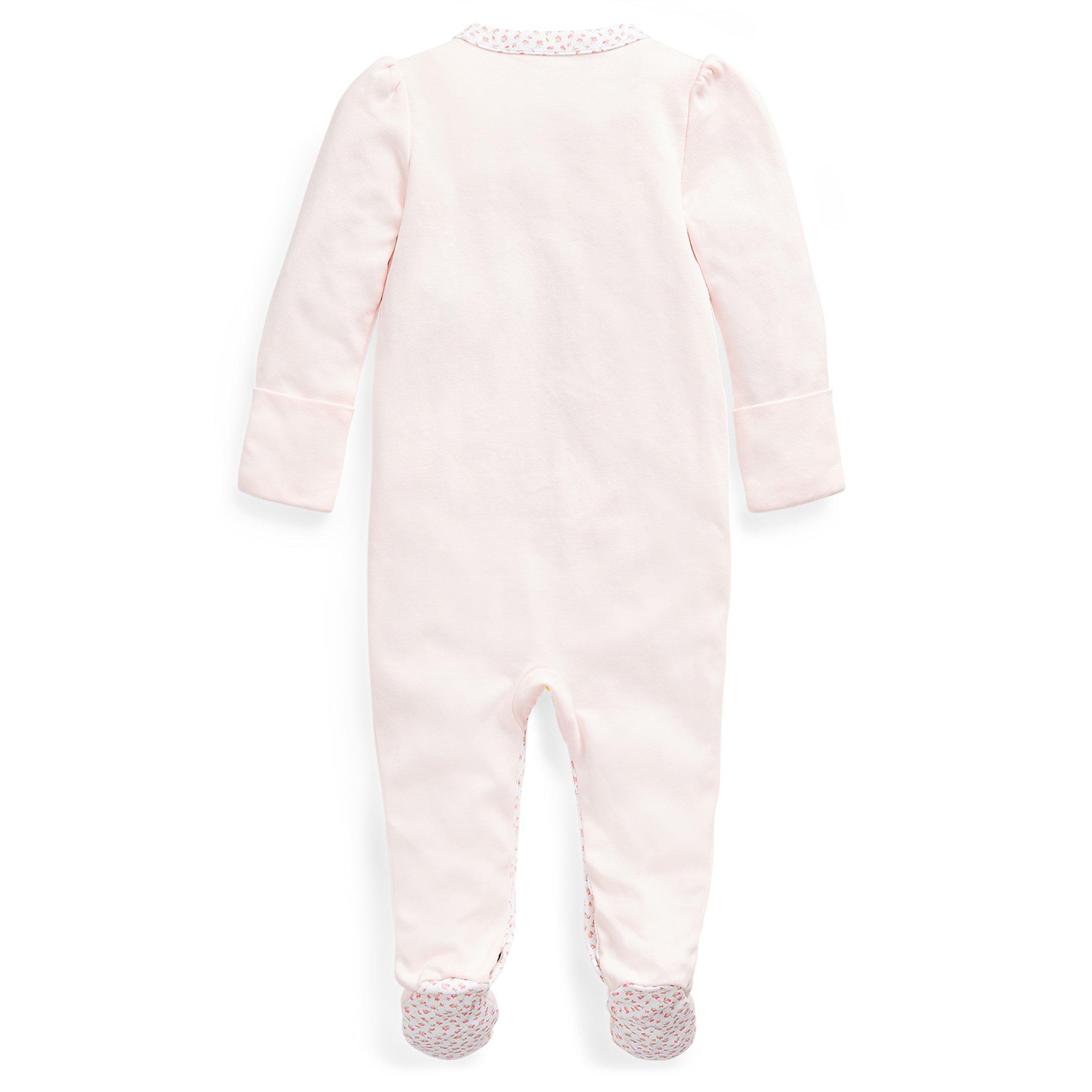 Delicate Pink - Polo Ralph Lauren - Girls' Floral Trim Cotton Sleepsuit - 2