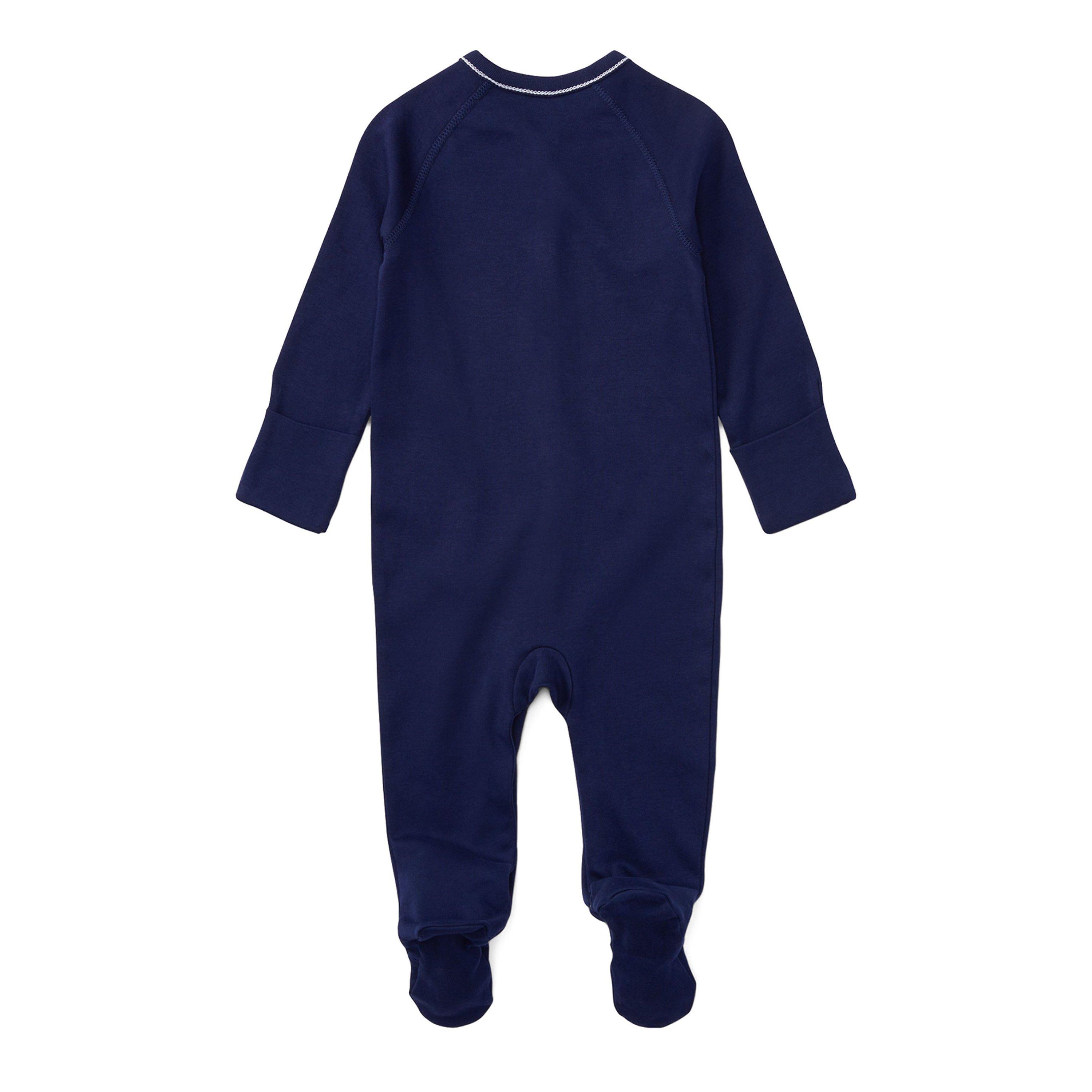 French Navy - Polo Ralph Lauren - Girls' Floral Trim Cotton Sleepsuit - 2