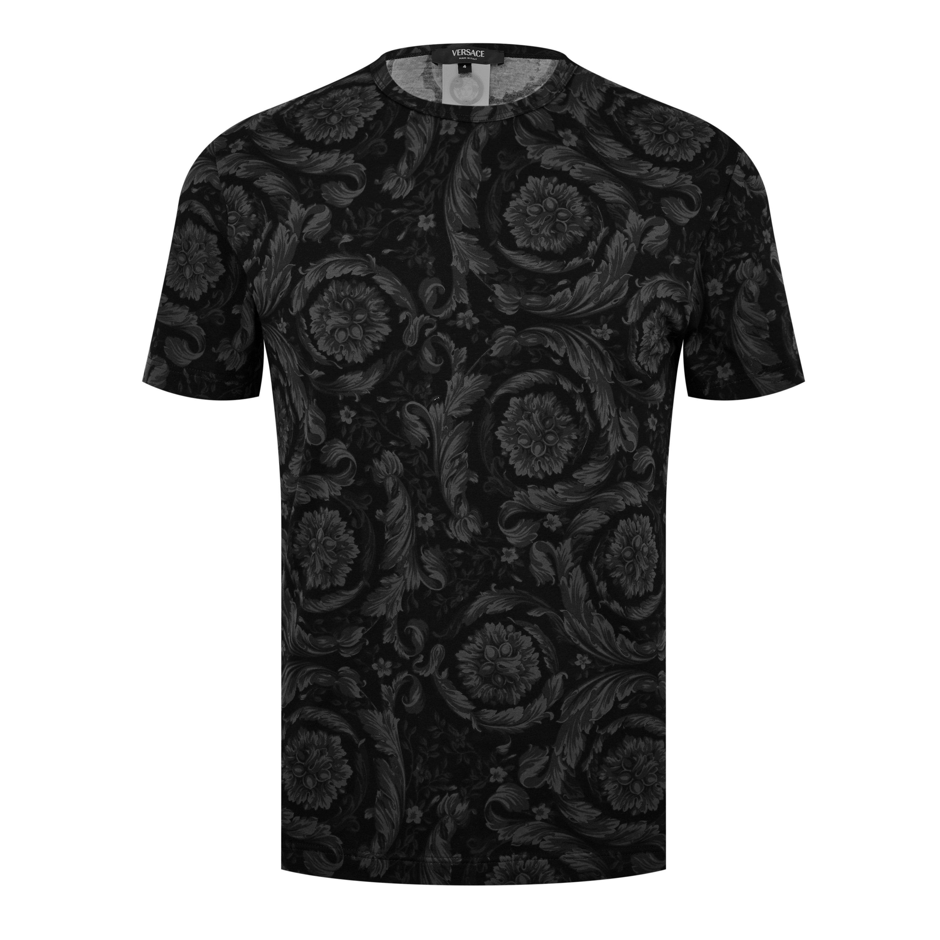 Black/Grey - Versace Icon - Baroque Print T-Shirt - 7
