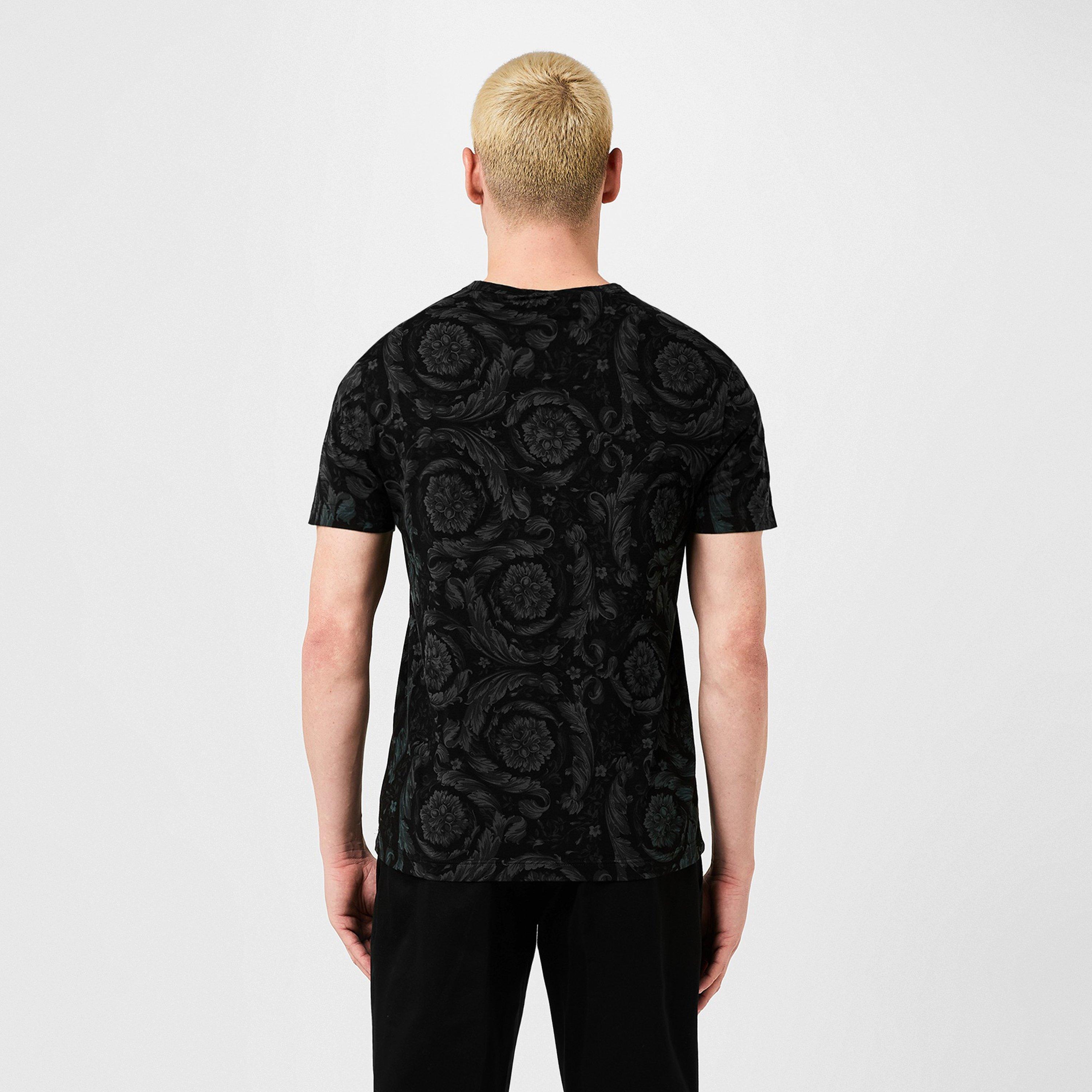 Black/Grey - Versace Icon - Baroque Print T-Shirt - 4