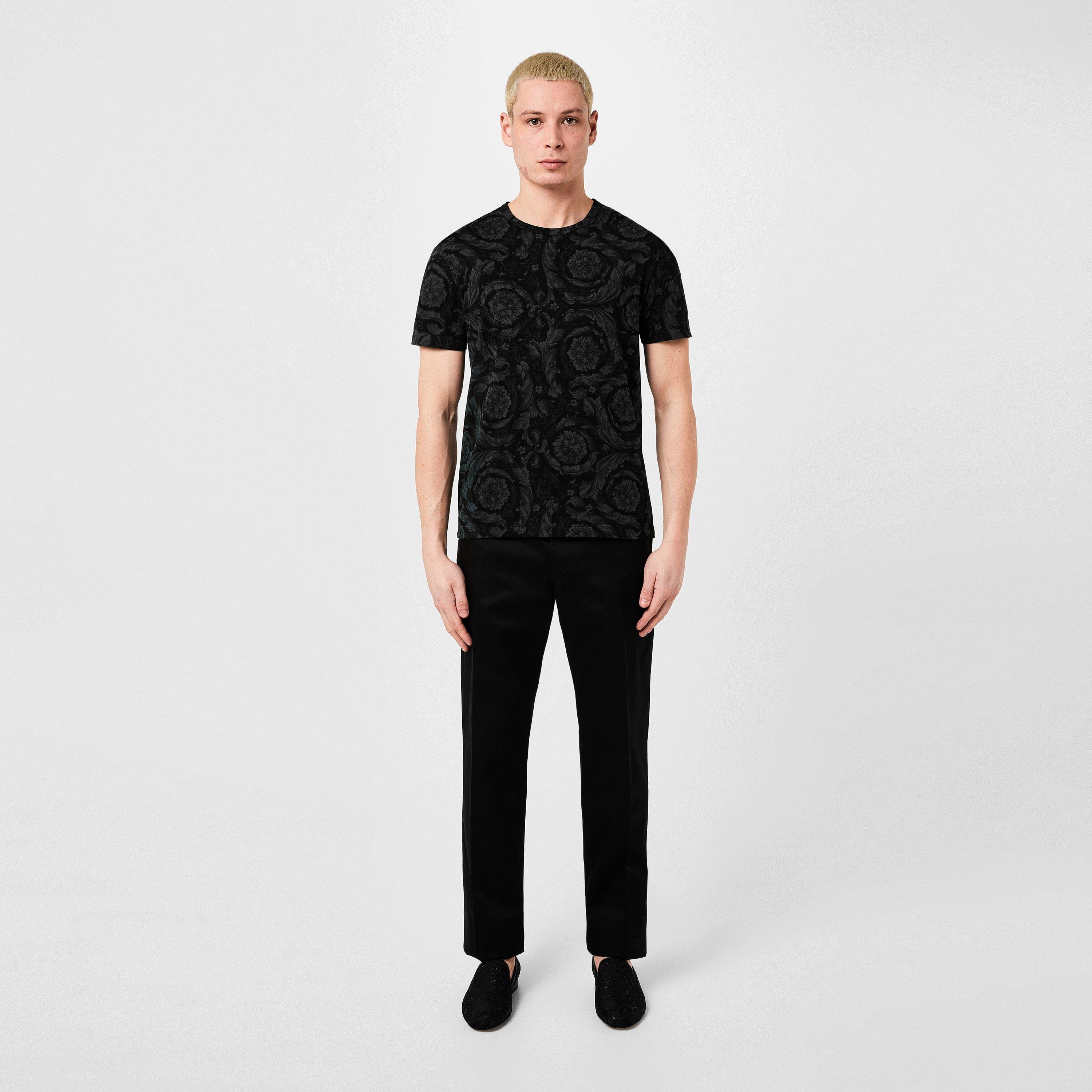 Black/Grey - Versace Icon - Baroque Print T-Shirt - 6