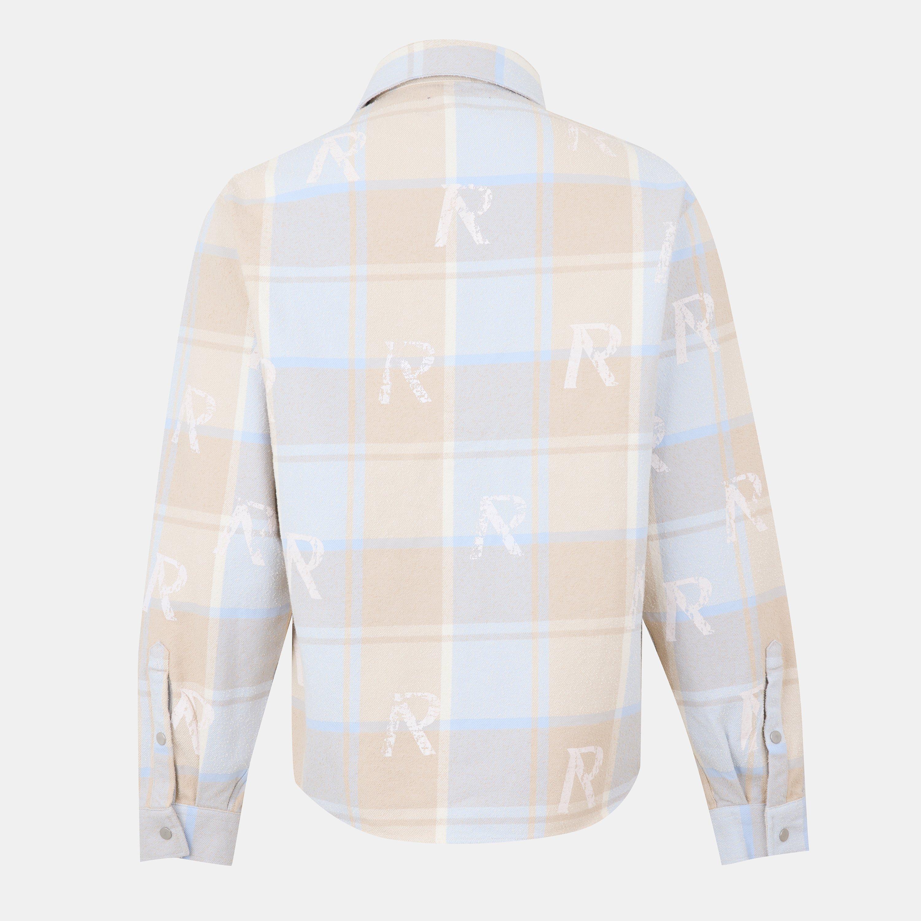 Blue/Beige - Represent - Men's Oversized Fit Cotton Long Sleeve Shirt - 2