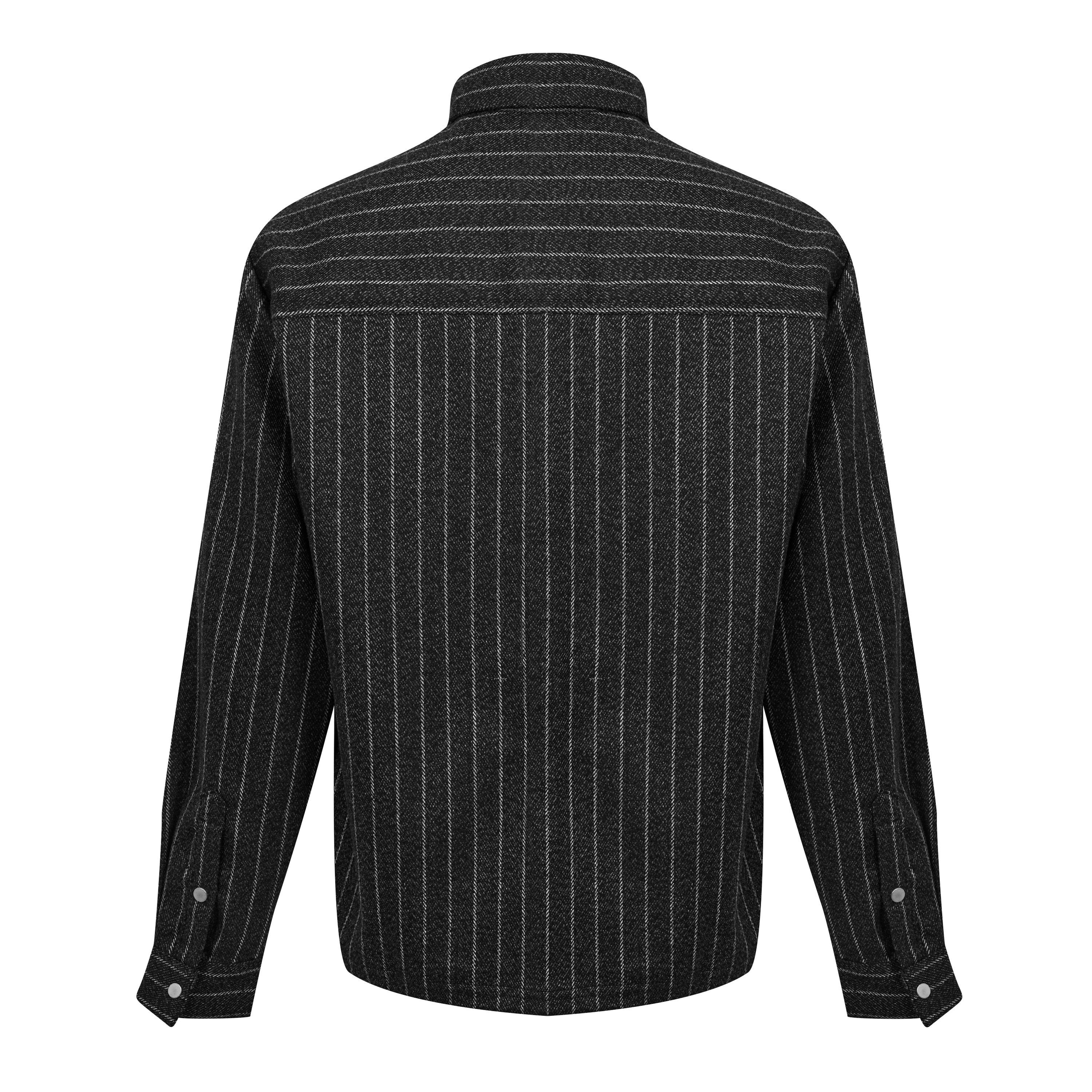 Black Pinstripe - Represent - Men's Cropped Wool Long Sleeve Oversized Fit Overshirt - 6