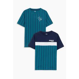 Studio Studio Older Boys 2 Pack Blue Stripe T-shirts