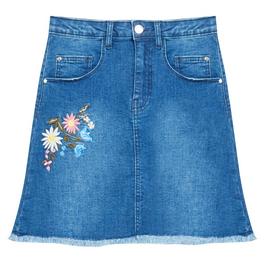 Be You Studio Older Girls Embroided Denim Skirt Blue