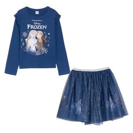 Character Girls Frozen Frill Sleeve Top And Tulle Skirt Set