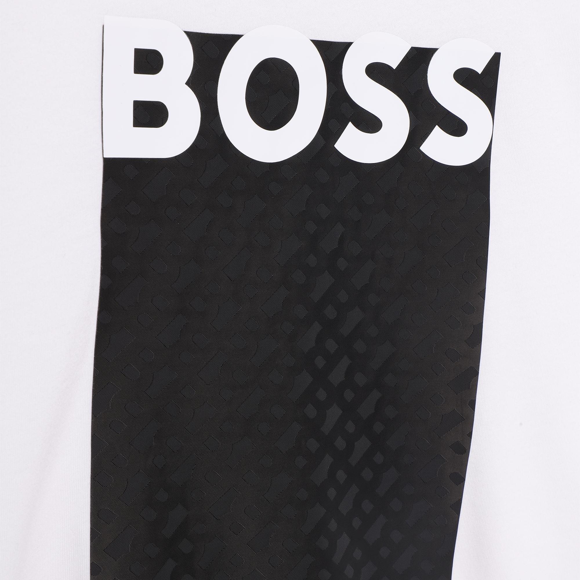 White 10P - Boss - Kids Junior Long-Sleeve Monogram Graphic Design T-Shirt - 4