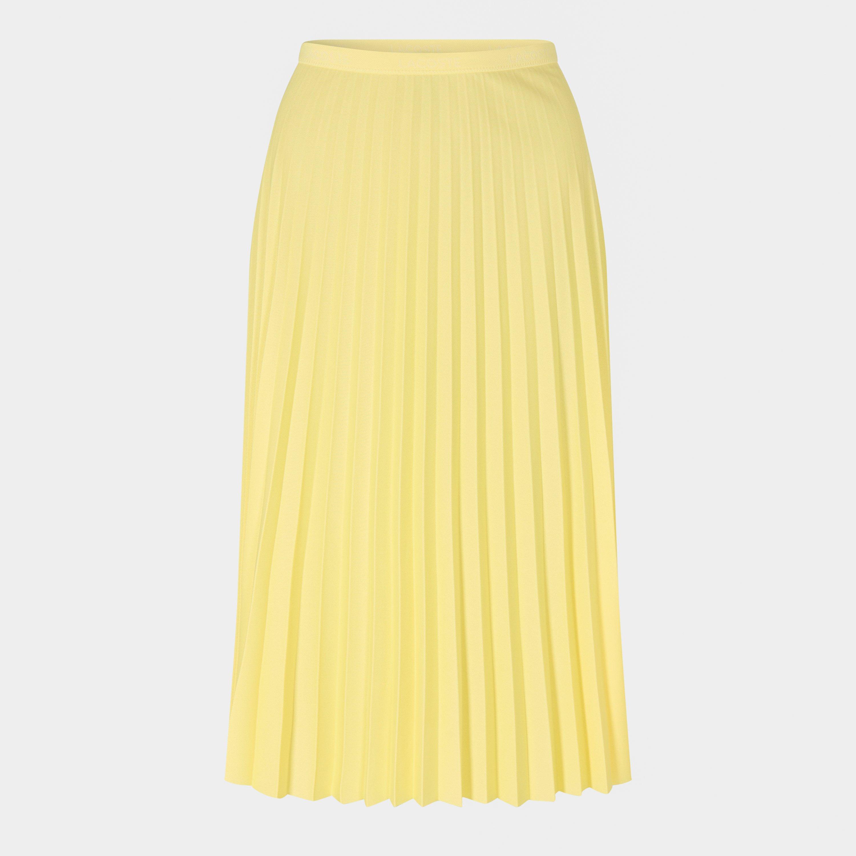 Lacoste Women's Yellow Long Pleated Skirt - 14 (42)