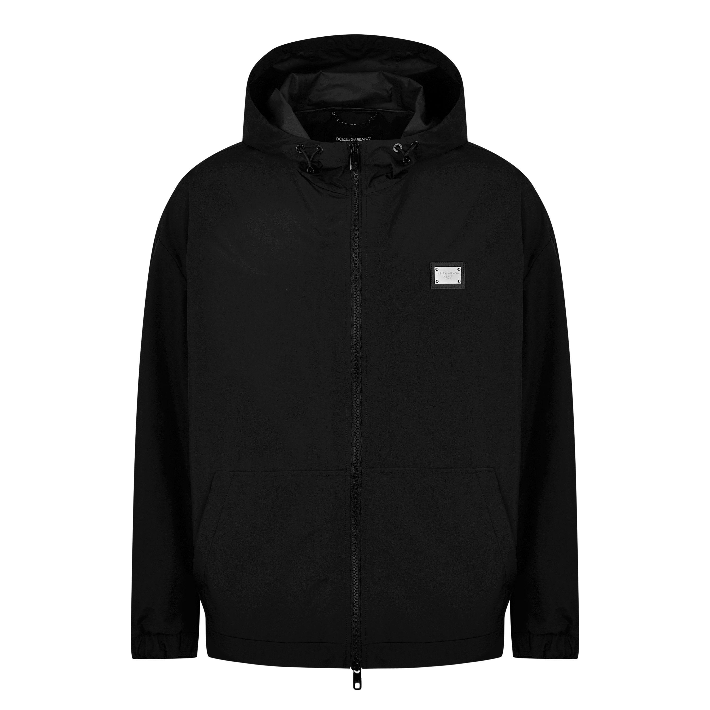 Dolce and Gabbana Men's Plate Windproof Hooded Long Sleeve Rain