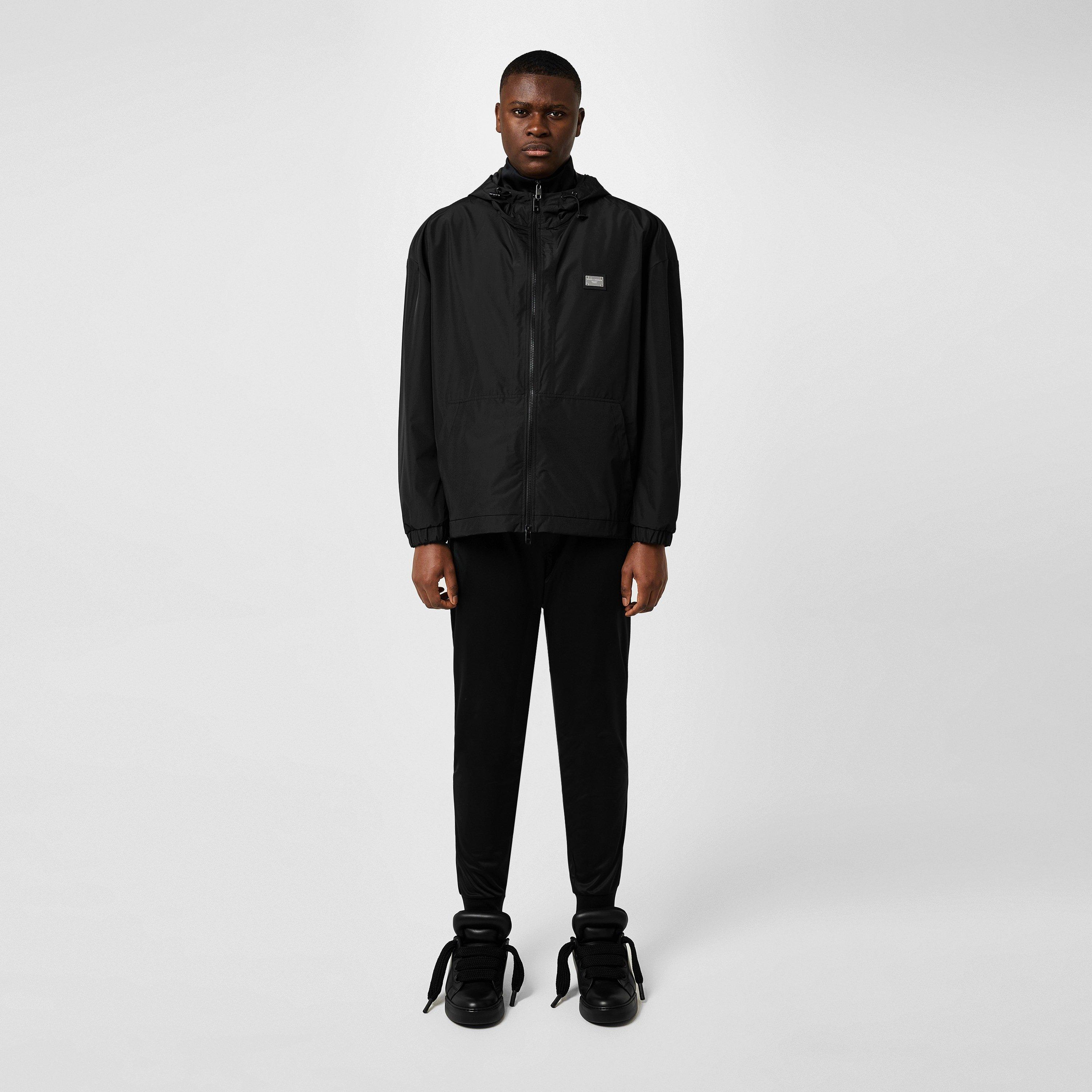 Nero - Dolce and Gabbana - Men's Plate Windproof Hooded Long Sleeve Rain Anorak - 4