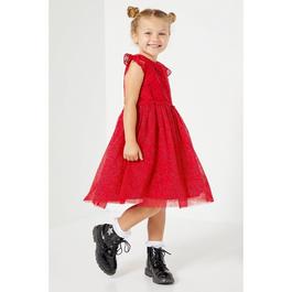 Be You Studio Flower Girl Glitter Mesh Dress Red