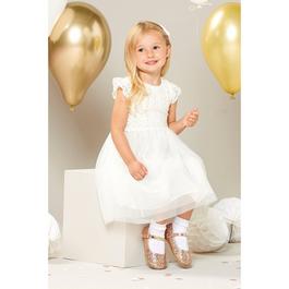 Be You Studio Flower Girl Glitter Mesh Dress Cream