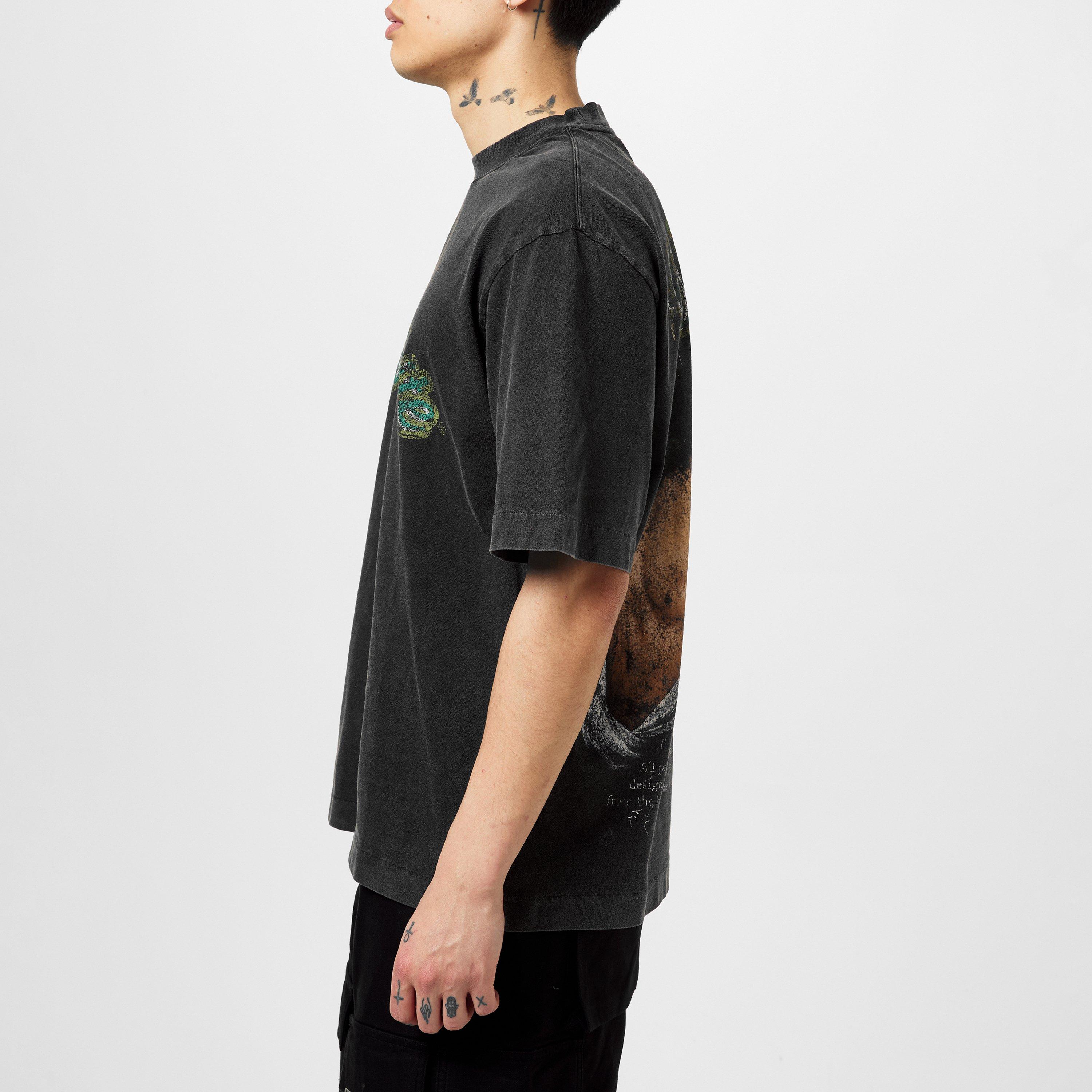 Black Colleg - Off White - Men's Bacchus Skate Tee, Distressed T-Shirt - 5