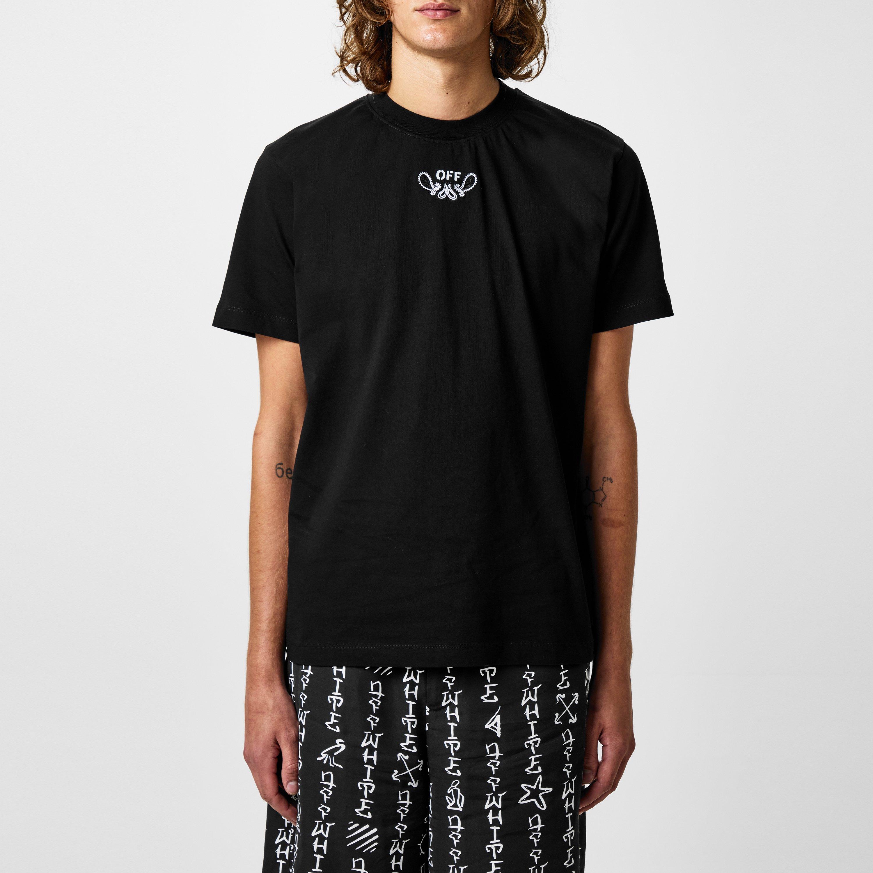 Sort Hvid - Off White - Men's Bandanna Skate T-Shirt, Arrow Logo - 3