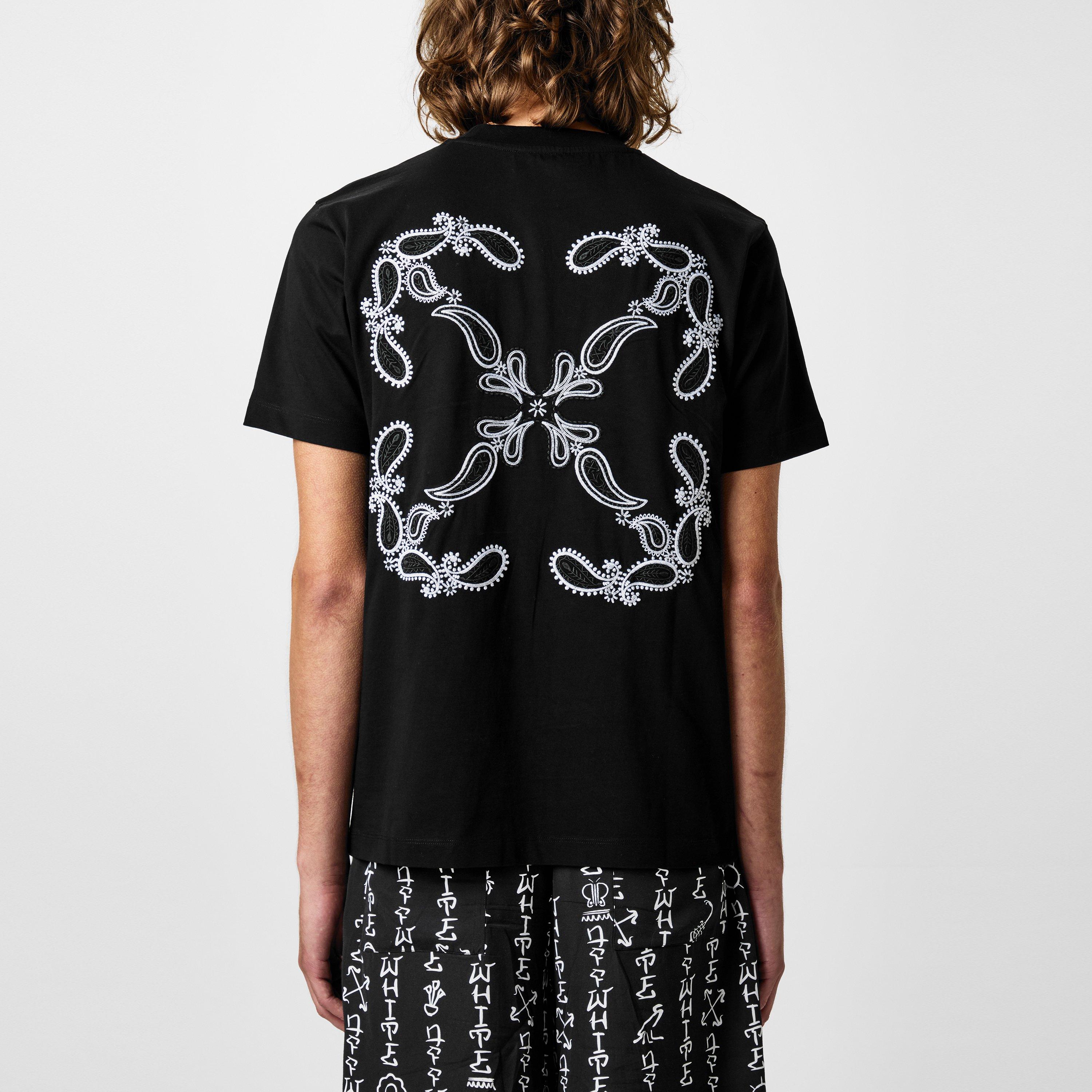 Sort Hvid - Off White - Men's Bandanna Skate T-Shirt, Arrow Logo - 4
