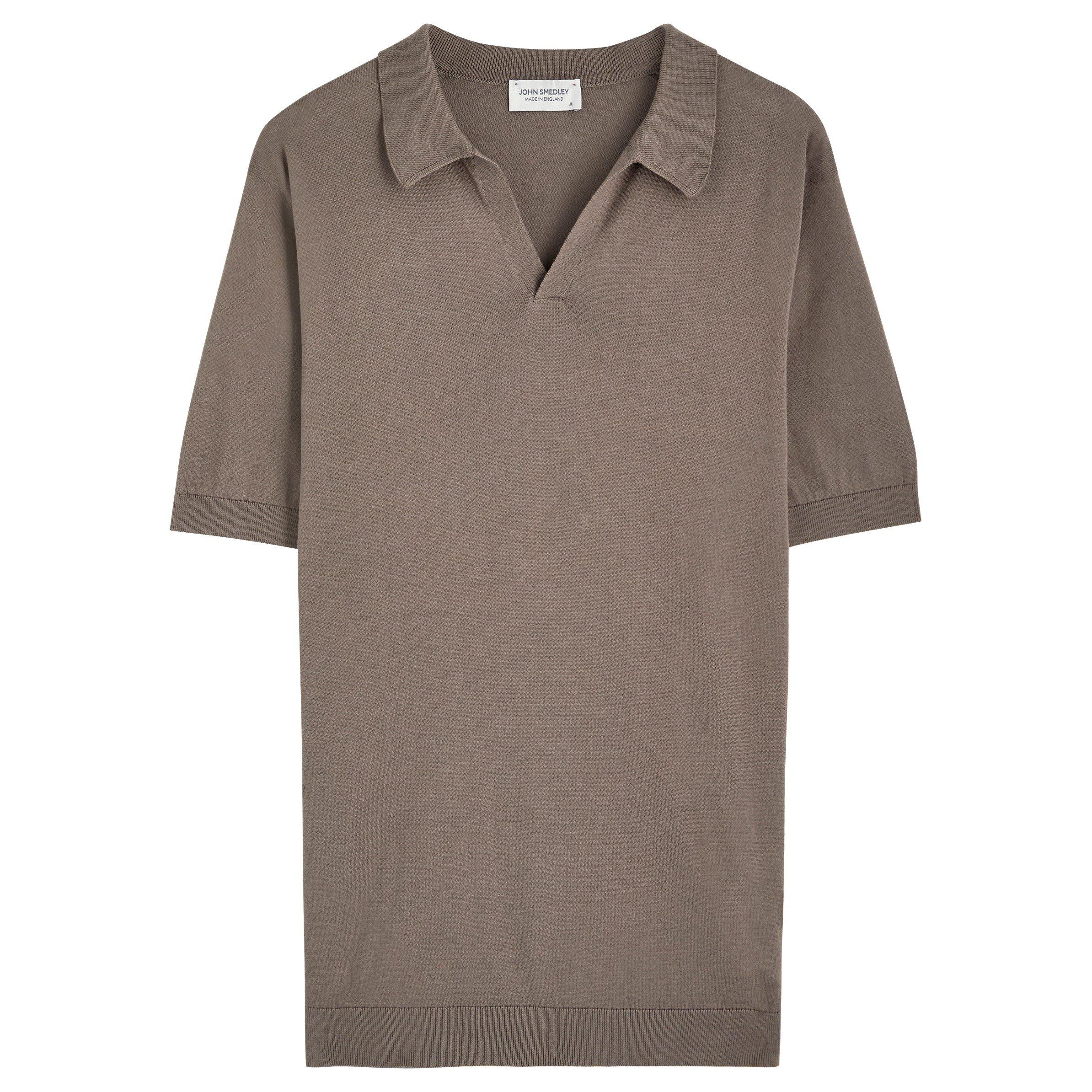 LIGHT BROWN - John Smedley - Men's Knit Sea Island Cotton Short-Sleeve Polo Shirt
