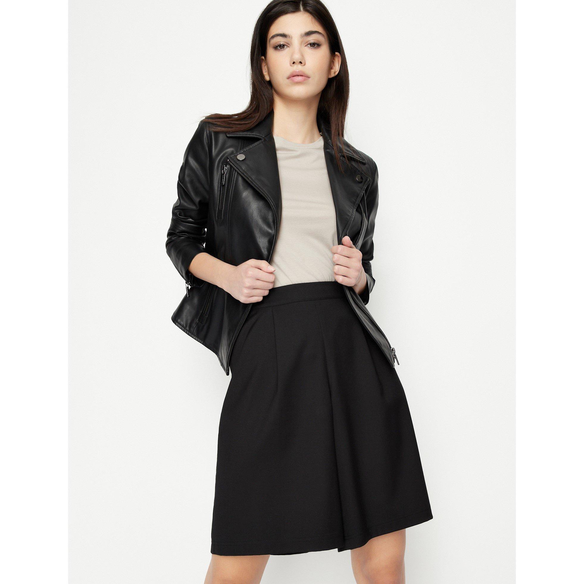 Armani Exchange Women's Lapel Long Sleeve Faux Leather Jacket - Black 1200 - 10 (S)