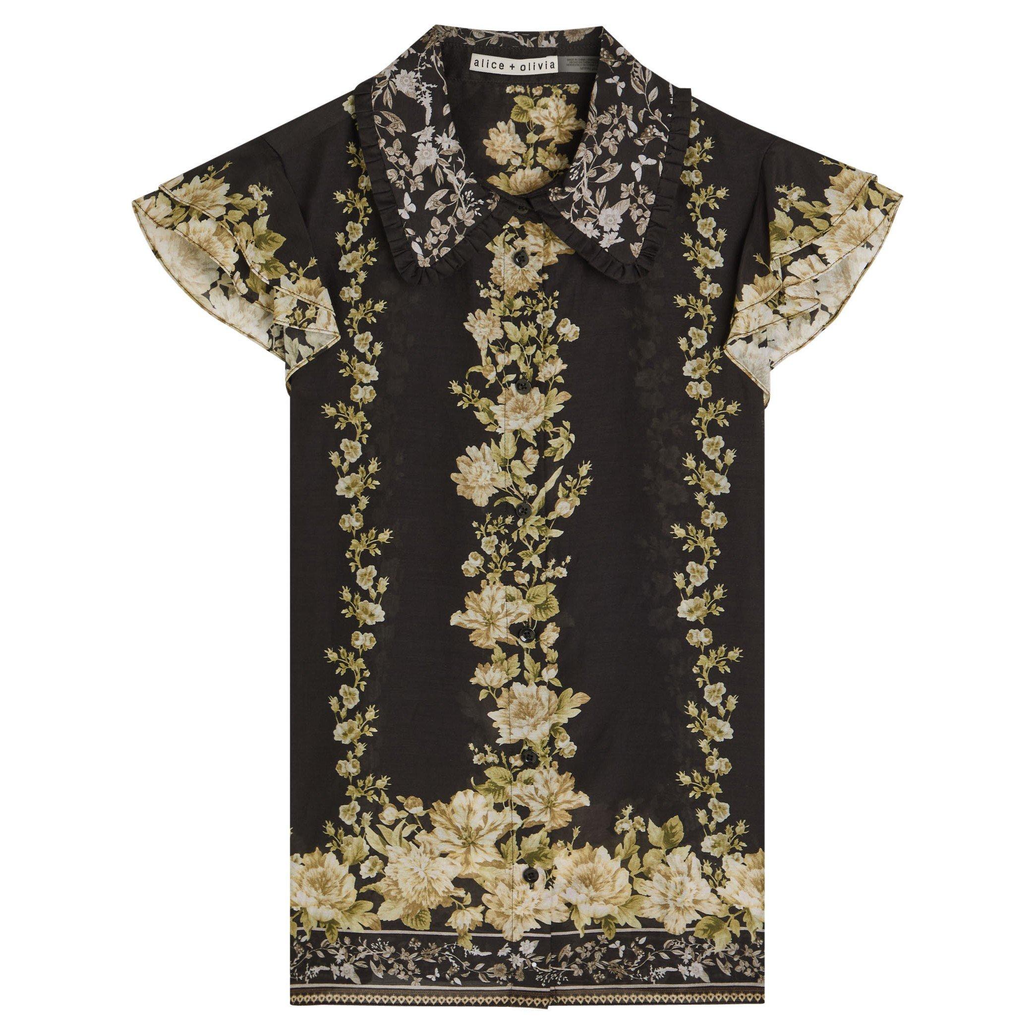 BLACK AND OTHER - Alice And Olivia - B MARTEL FLUTTER SLV BLOUSE - 1