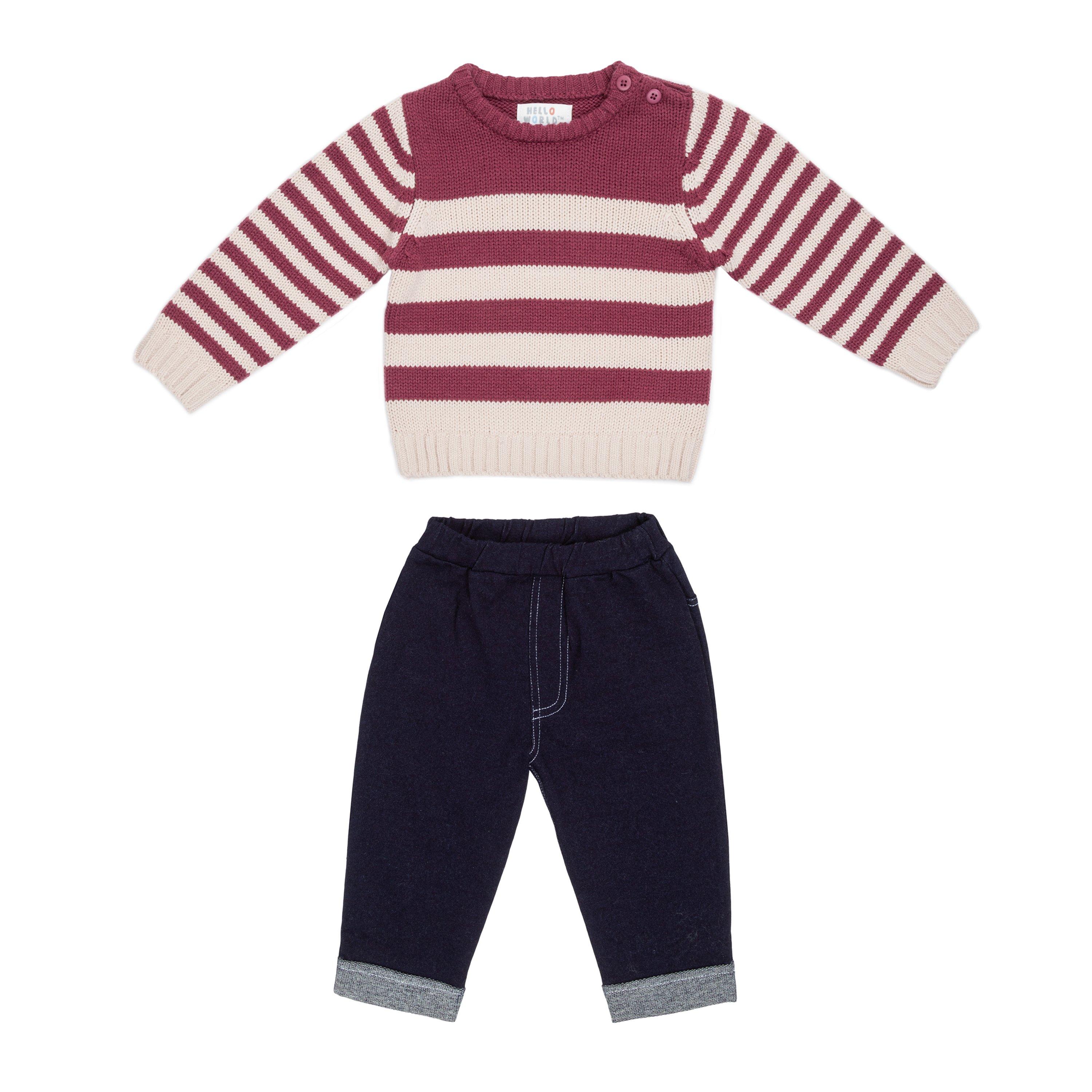 Red/Blue - Hello World - Knitted Jumper Set - 2